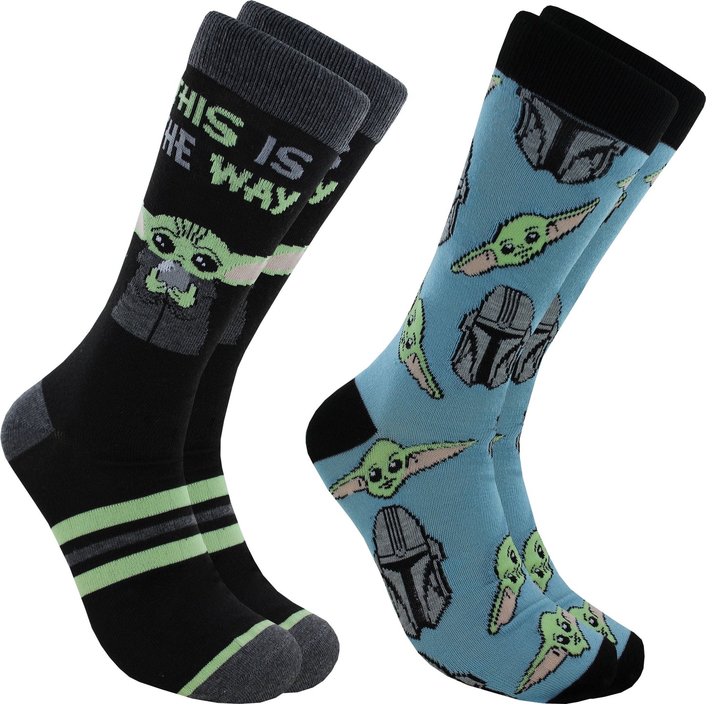 Hyp Star Wars Baby Yoda This is the Way Men's Crew Socks 2 Pair Shoe Size 6-12