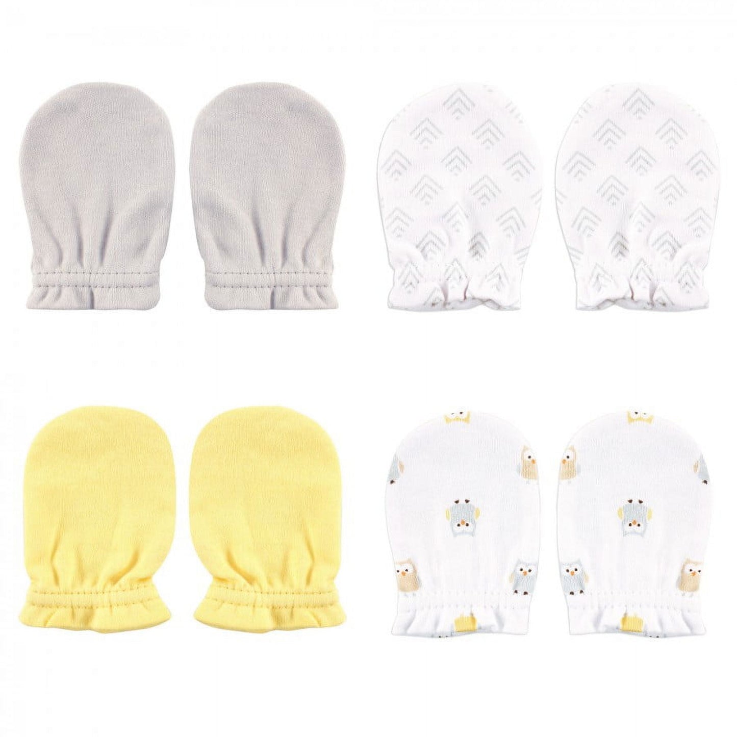 Luvable Friends Baby Unisex 100% Cotton Scratch Mittens Gift Set, Owl, One Size, 4pc