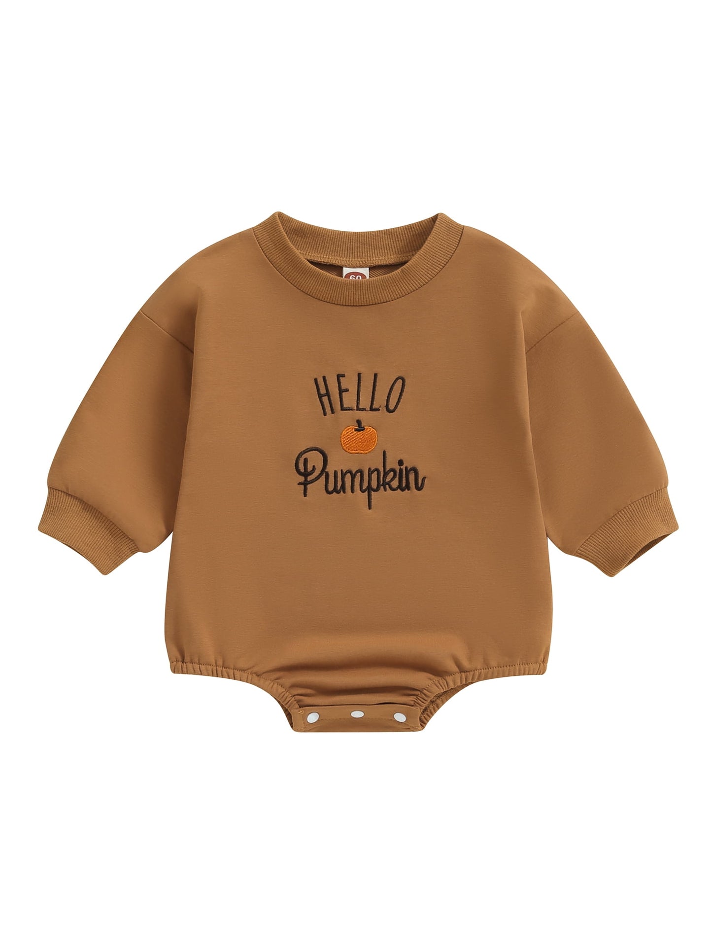 Newborn Baby Girls Boys Halloween Romper Long Sleeve Pumpkin Embroidery Casual Playsuit Fall Sweatshirt