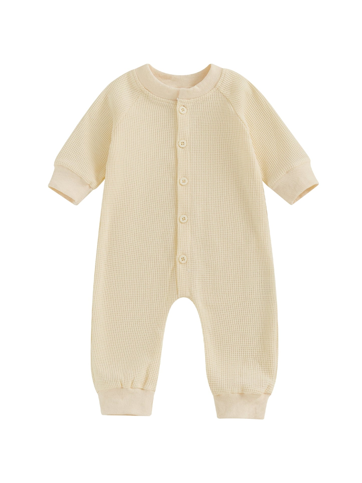Nygoyerh Baby Boys Girls Jumpsuits Long Sleeve Crewneck Loose Waffle Rompers Newborn Pajamas Infant Clothing 0M 3M 6M 9M 12M 18M