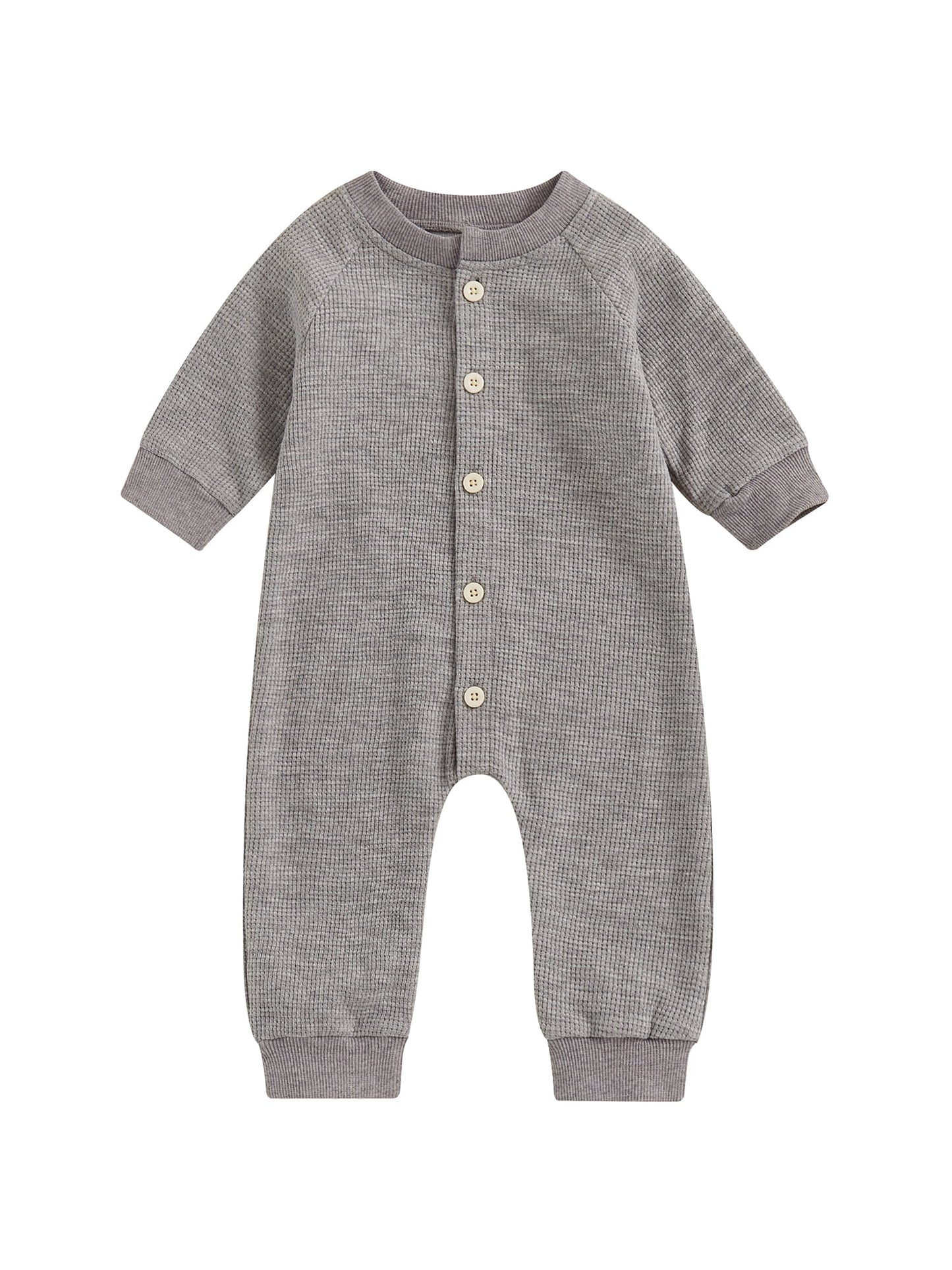 Nygoyerh Baby Boys Girls Jumpsuits Long Sleeve Crewneck Loose Waffle Rompers Newborn Pajamas Infant Clothing 0M 3M 6M 9M 12M 18M