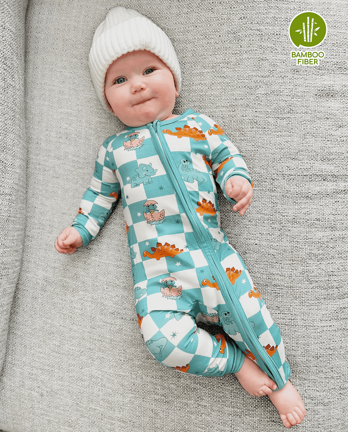 PatPat Bamboo Baby Pajamas Baby Boy Girl Pajamas Gift Snug Fit Long-Sleeved Zipper Baby Bodysuits for Newborn,0-3 Months