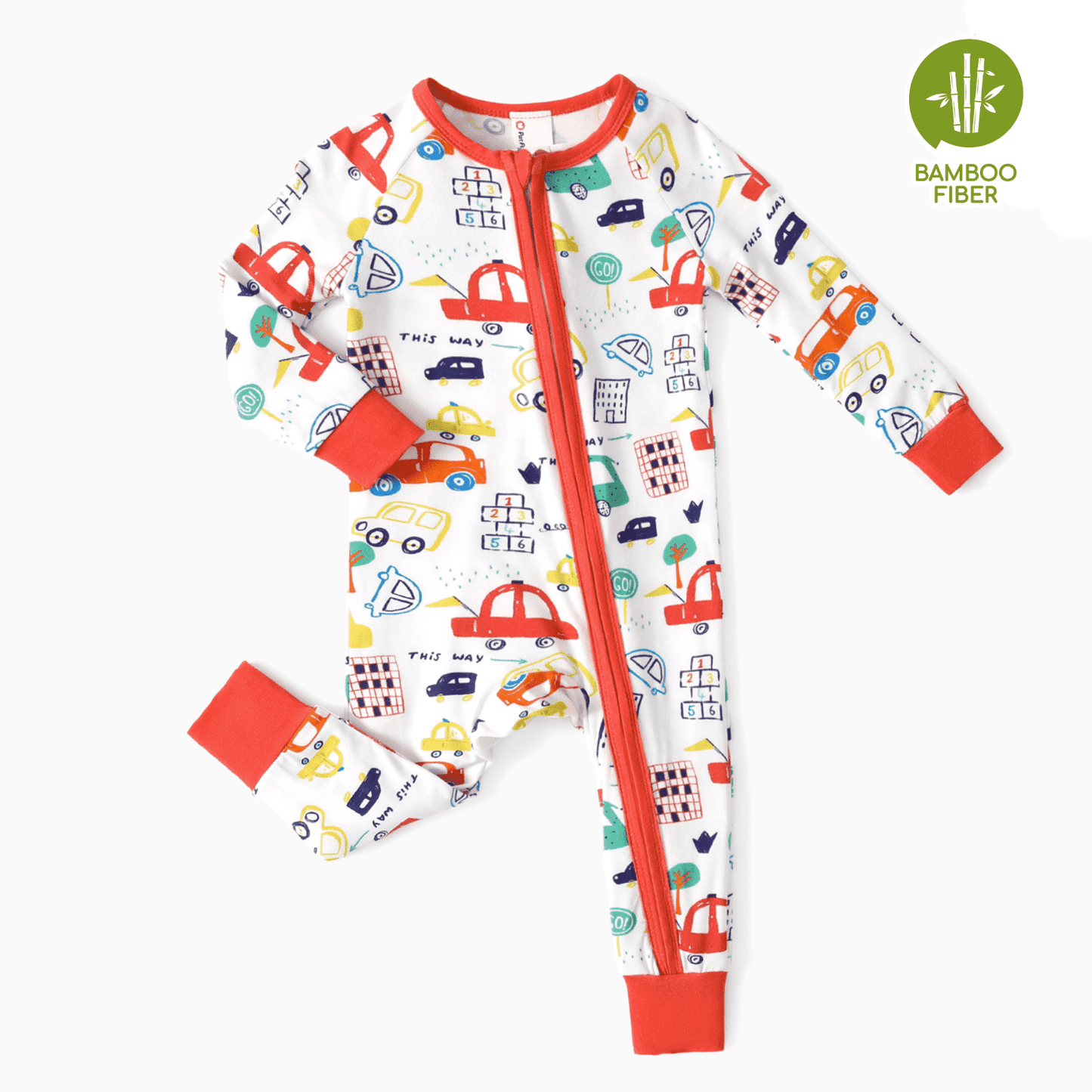 PatPat Bamboo Baby Pajamas Baby Boy Girl Pajamas Gift Snug Fit Long-Sleeved Zipper Baby Bodysuits for Newborn,0-3 Months