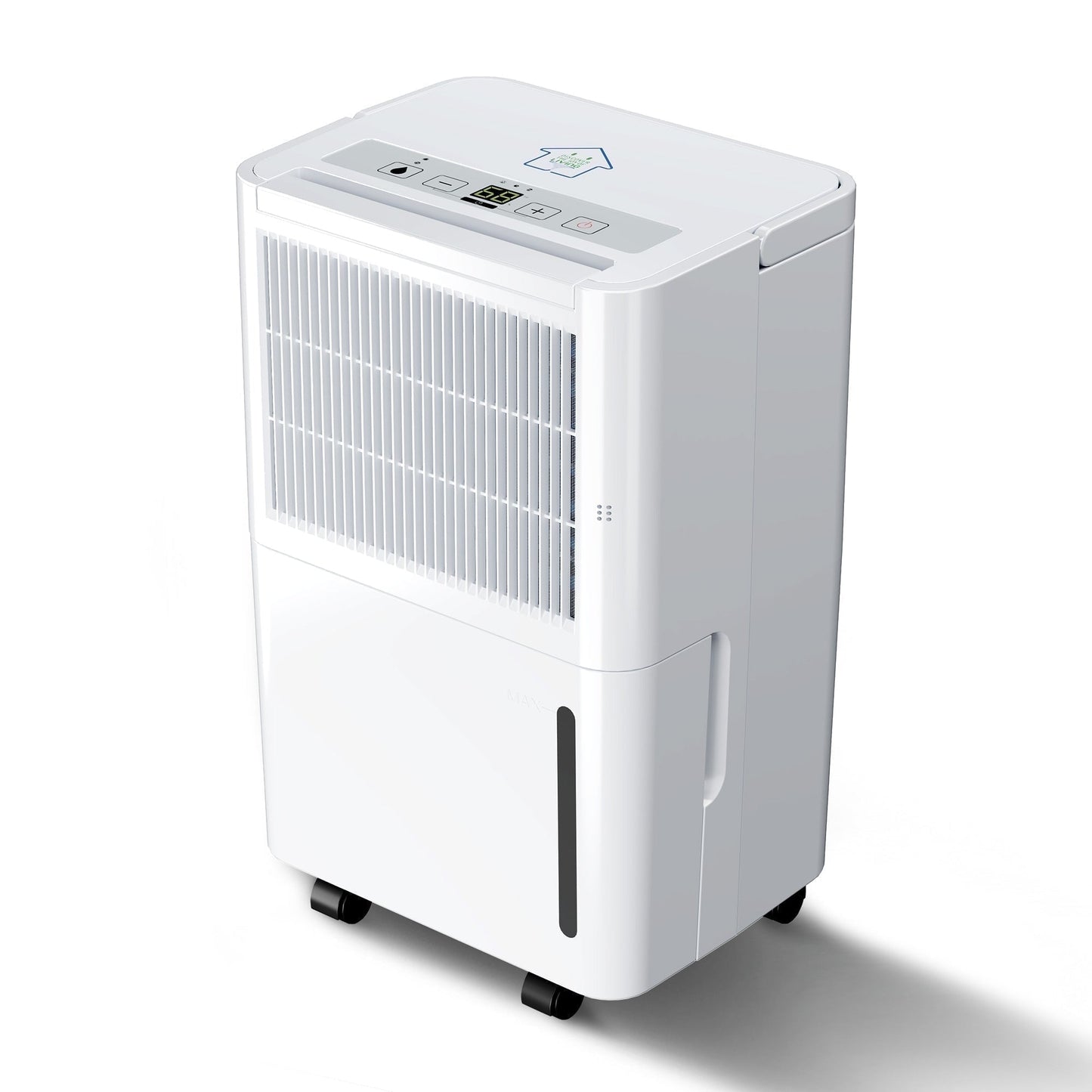 MF Studio 8 Pints Dehumidifier for 2500 Sq. Ft Home Basement with Drain Hose, 0.58 Gal Water Tank, Overflow Protection, Auto Defrost & Drain, White