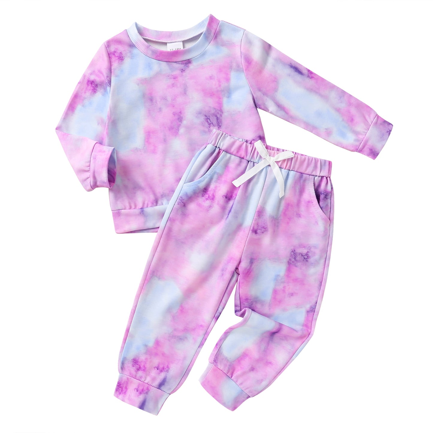 Younger Tree Toddler Baby Girl Sweatshirt Set Kid Fall Long Sleeve Tie Dye Clothes Outfits,Size 12 Months-5T