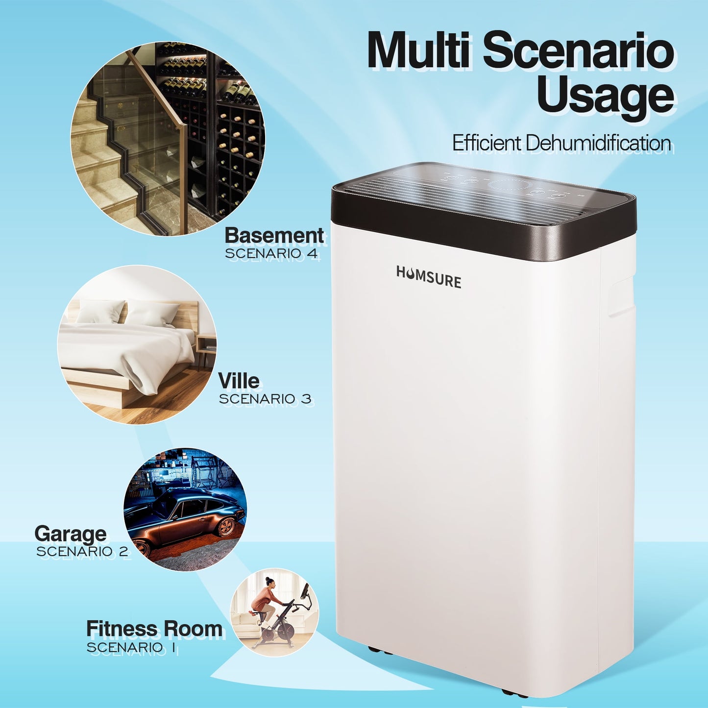 HUMSURE Dehumidifier (DOE Rating 8 pints/day) 30 Pints Max Protable Dehumidifier for Basement and Home with Drain Hose Spaces up to 1500 Sq. ft. 24-Hour Timer