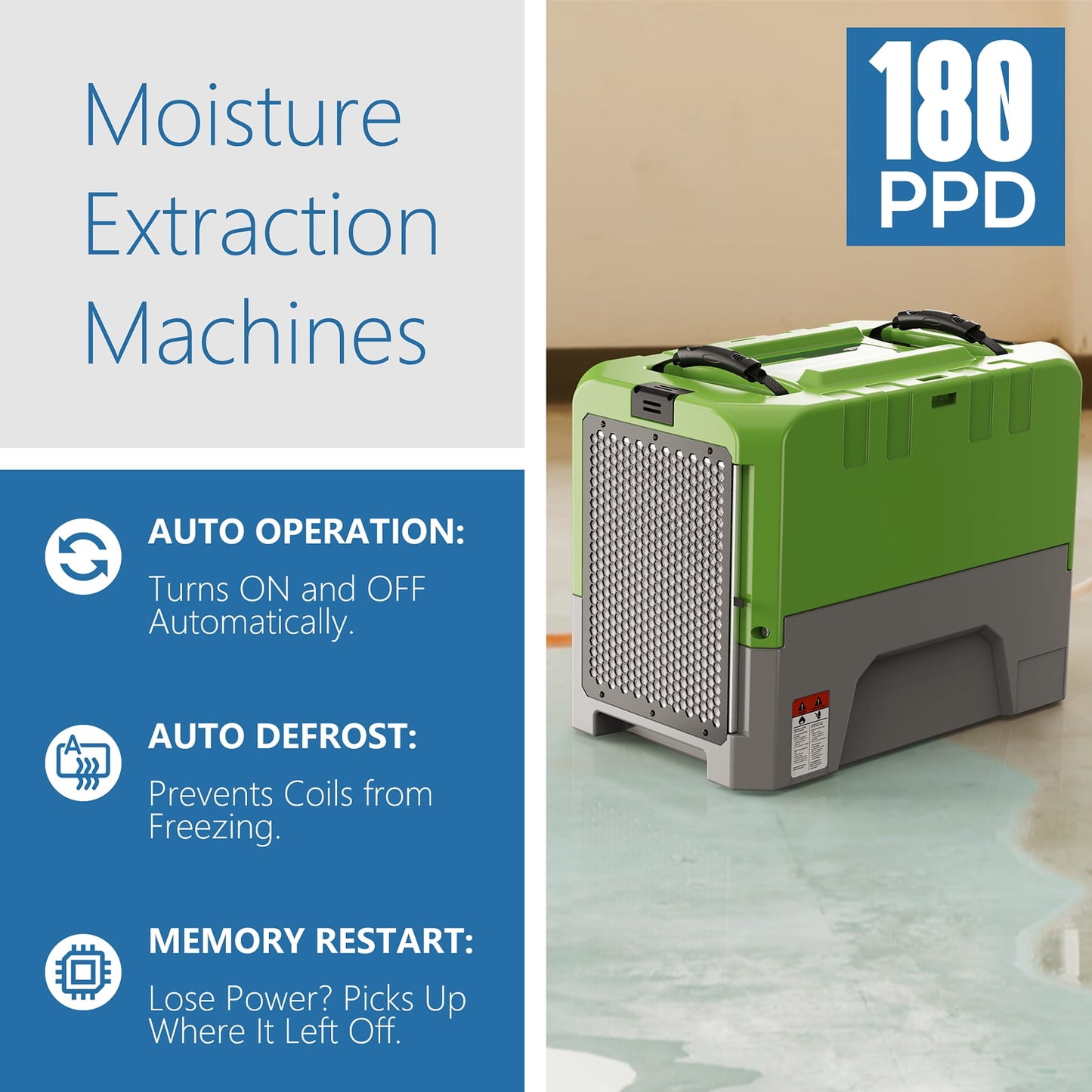 ALORAIR 180 Pints LGR Commercial Dehumidifiers for Water Damage Restoration,Pump Drain, Auto Shut Off with Pump, 5 Years Warranty, Compact,