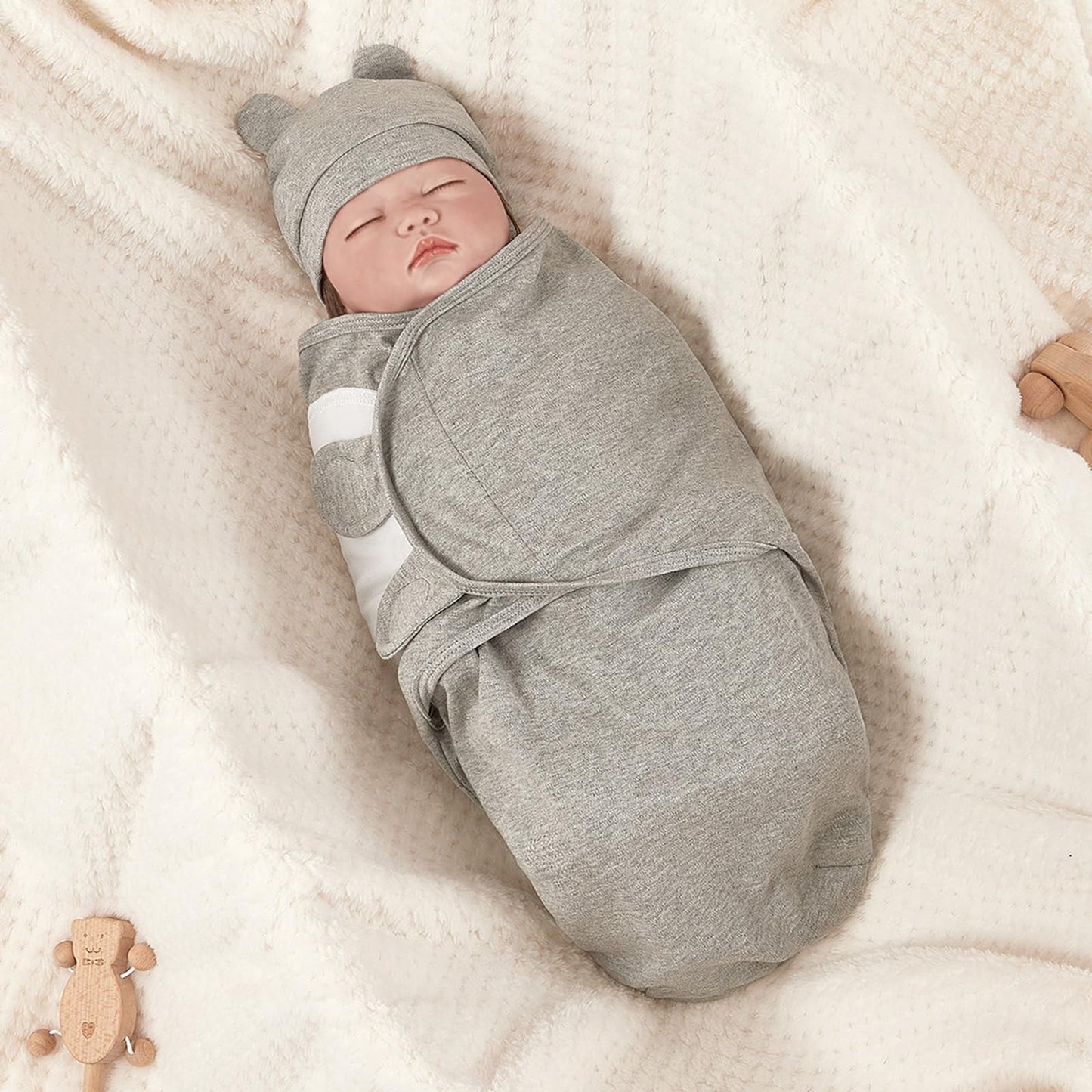 3-Pack Organic Baby Swaddle Sleep Sacks - Newborn Swaddle Sack - Ergonomic Baby Swaddles 0-3 Months (Grey)