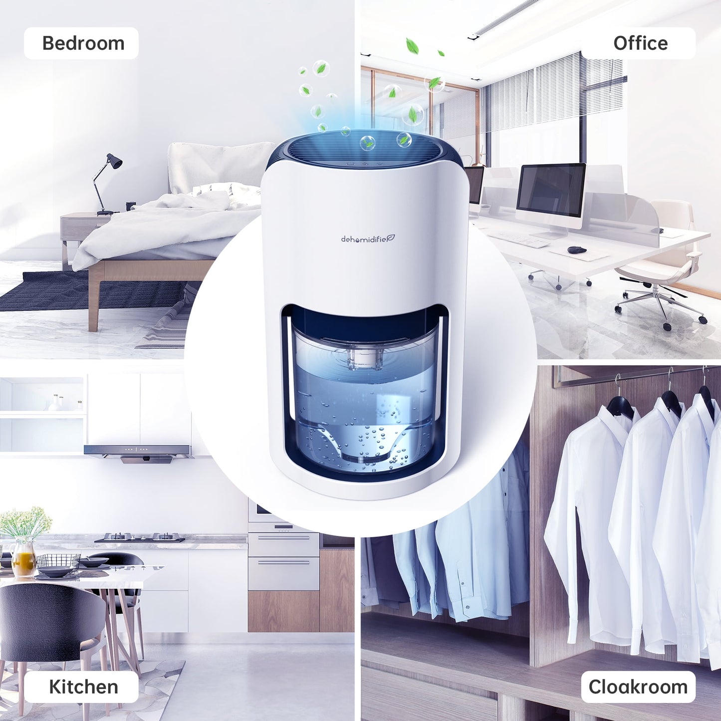 KLOUDIC 1200ml Ultra Quiet Dehumidifier with Automatic Defrosting for Home, 480 Sq ft