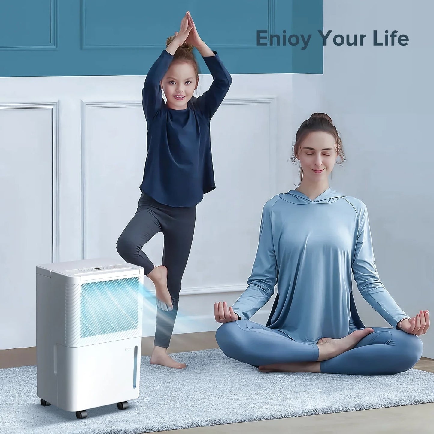 KISSAIR 8 Pints(DOE) Dehumidifier, Max 1000 Sq. Ft Coverage Area with 0.55 gal Water Tank, 24H Timer, Auto Defrost & Drain, Portable Dehumidifier, Basement, Bathroom, Laundry Room