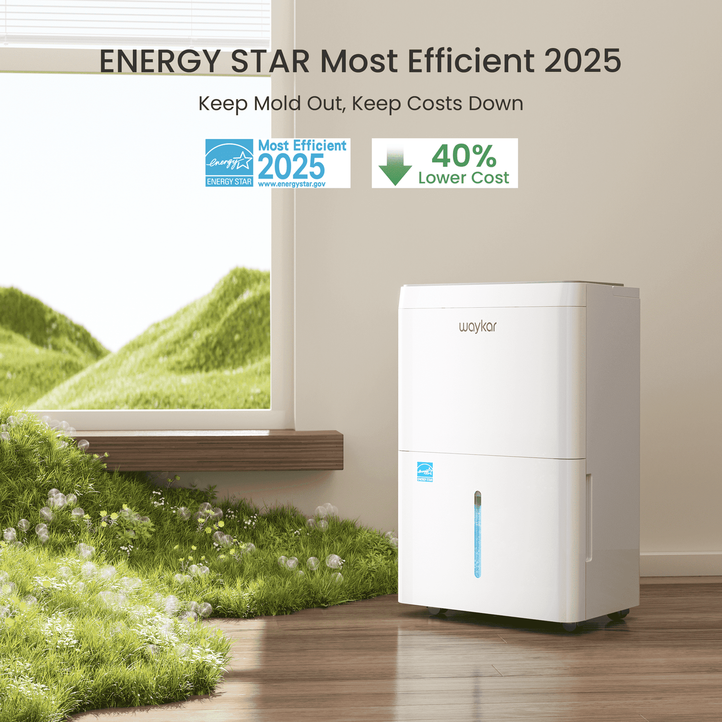 Sitvon 25 Pint Energy Star Dehumidifier for Home Basement Room energy efficient, Max 80 Pint, 4500 Sq. Ft - Auto Defrost, Ultra Quiet 40dB, Auto Comfort Mode, Dual Drain Option