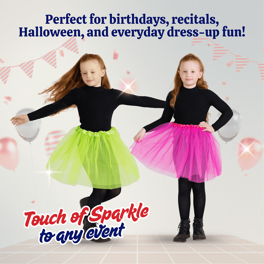 Dress Up America 15” Tutu Skirt Tulle Dress Ballerina Costume for Girls, 5-Pack
