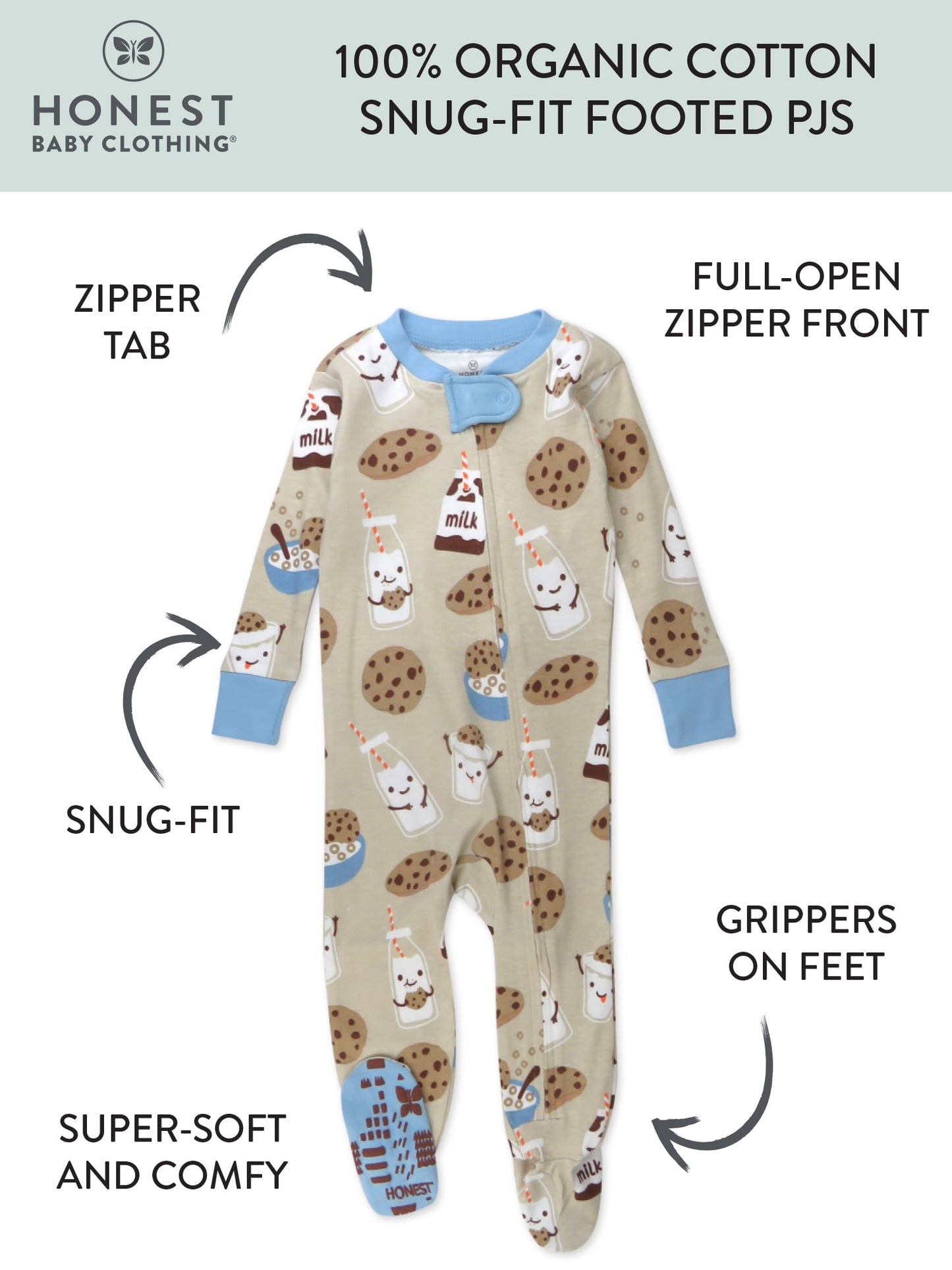 Honest Baby Clothing Organic Cotton Baby Boy/Girl Snug Fit Footed Sleeper Pajamas, Sizes 12 Months -24 Months