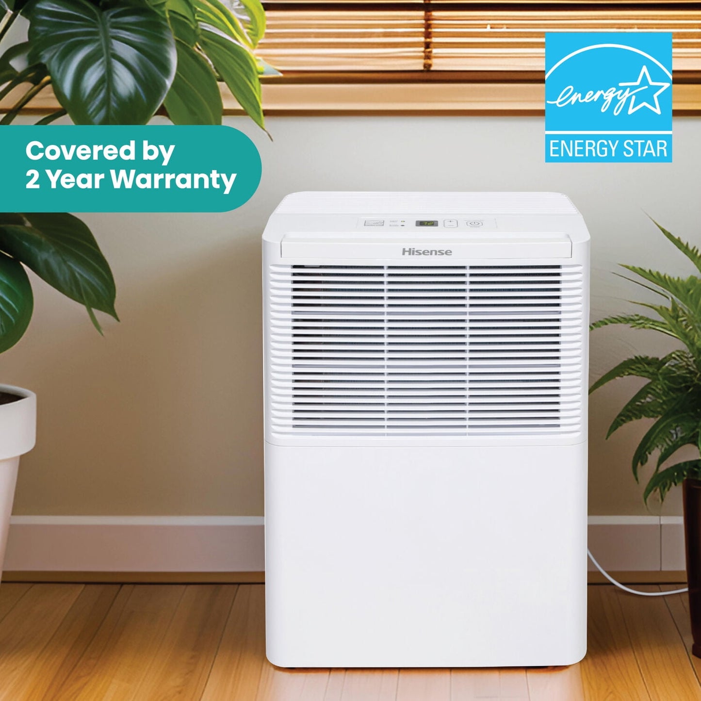 Hisense 25 pt 1500 sq ft Dehumidifier - Energy Efficient, Automatic Shut Off, Adjustable Humistat