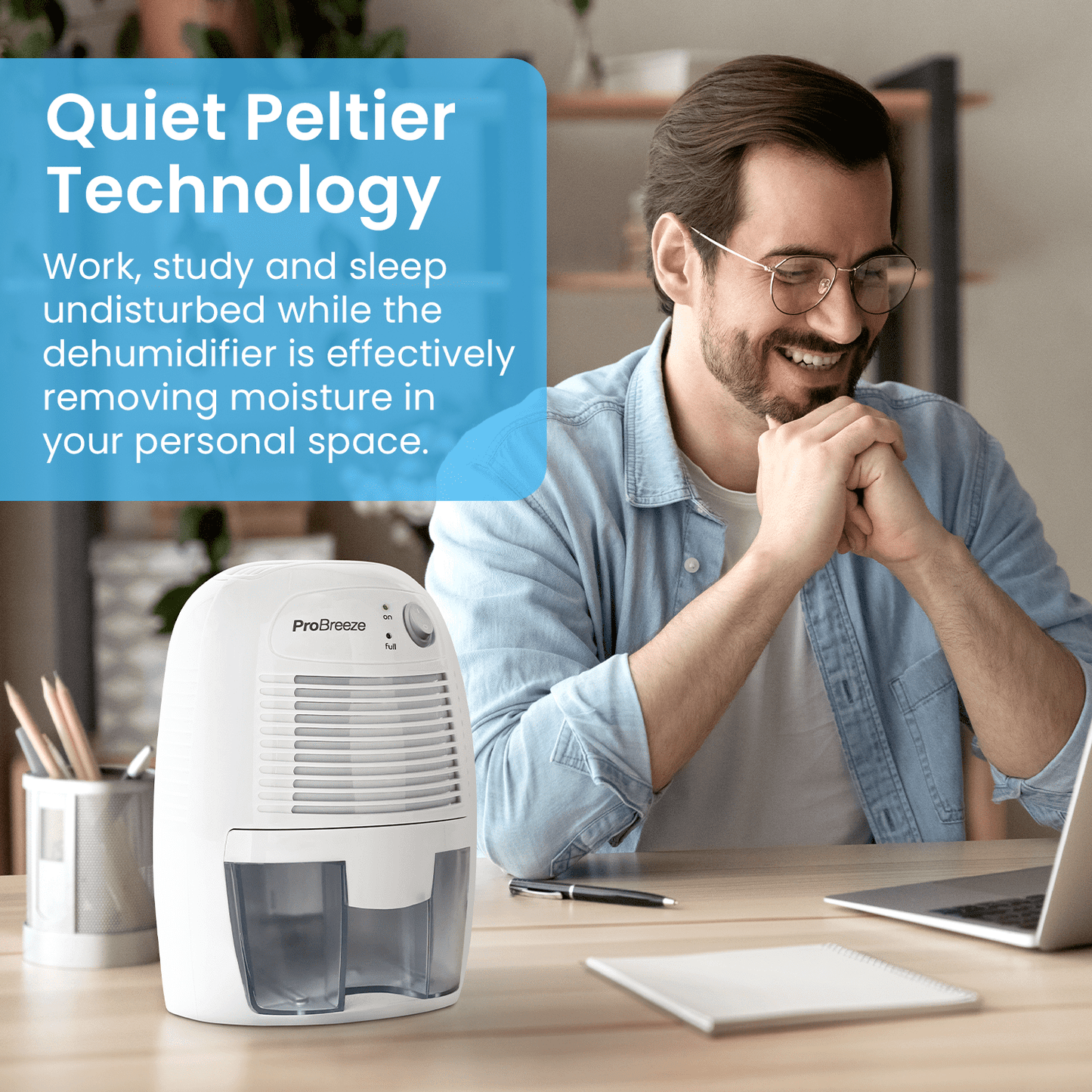 Pro Breeze Mini Portable Dehumidifier, 17oz Ultra Quiet Compact Peltier Dehumidifier, 215 Sqft 1pack