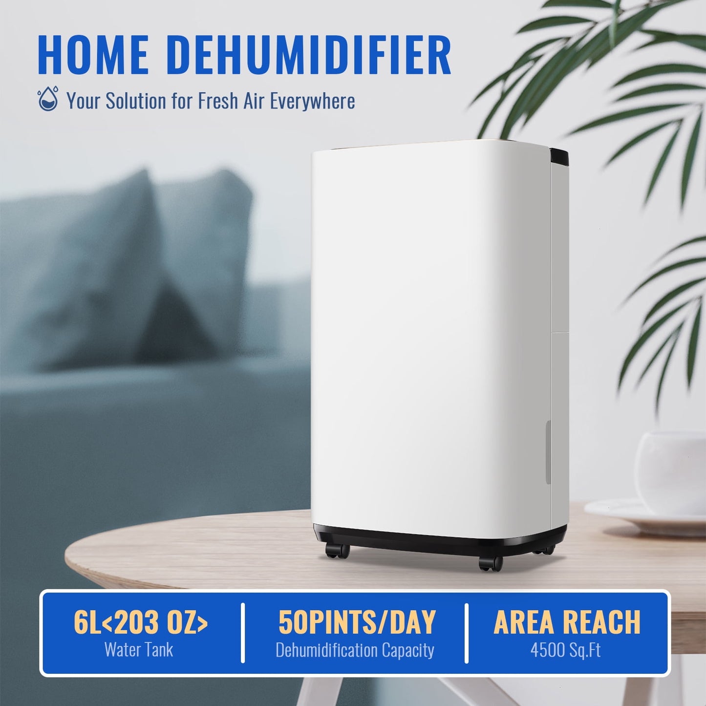 Dehumidifiers 50 Pints Max for 4500 Sq ft for Basements Home with Drain Hose, 24Timer, New
