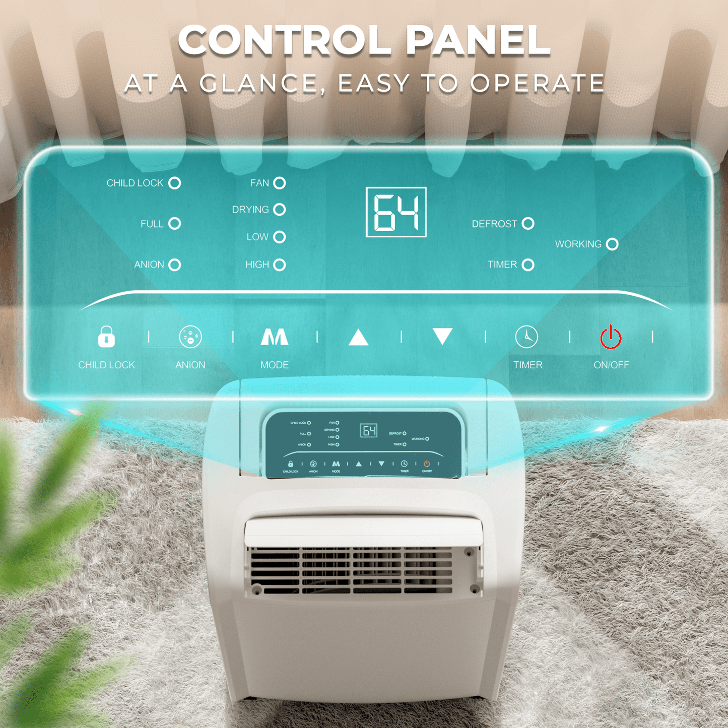Rocyis 3600 Sq. ft 19 Pints (DOE) Dehumidifier for Home, with Auto Shut off, Drain Hose, Reusable Filter, 24H Timer, Auto Defrost, Child Lock, for Bedroom, Bathroom