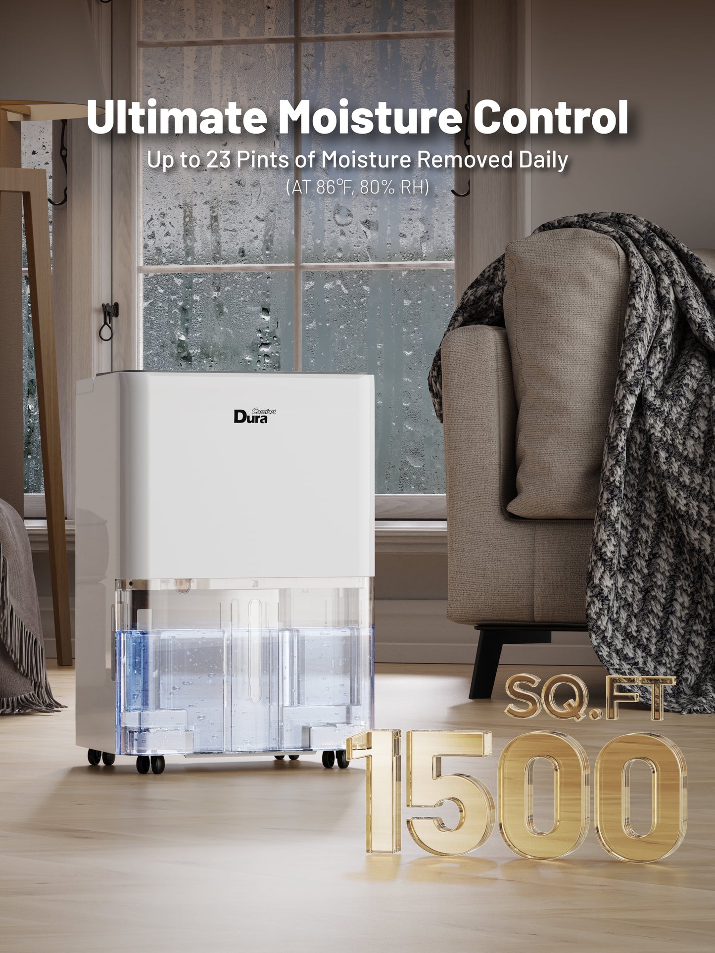 DuraComfort 22 Pint Dehumidifier for Basement and Home with Drain Hose, 22 Pints up to 1000 sq.ft, 24-Hour Timer