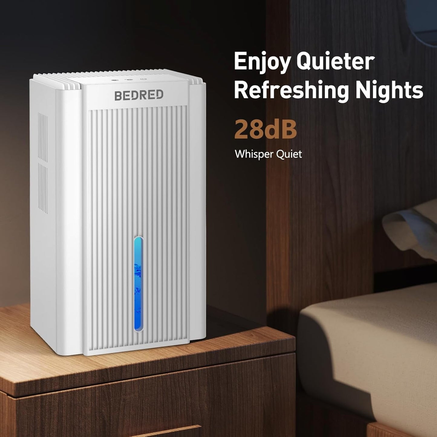 Dehumidifier, suitable for a 1000-square-foot home - quiet, automatic off, 7-color comfortable ambient light