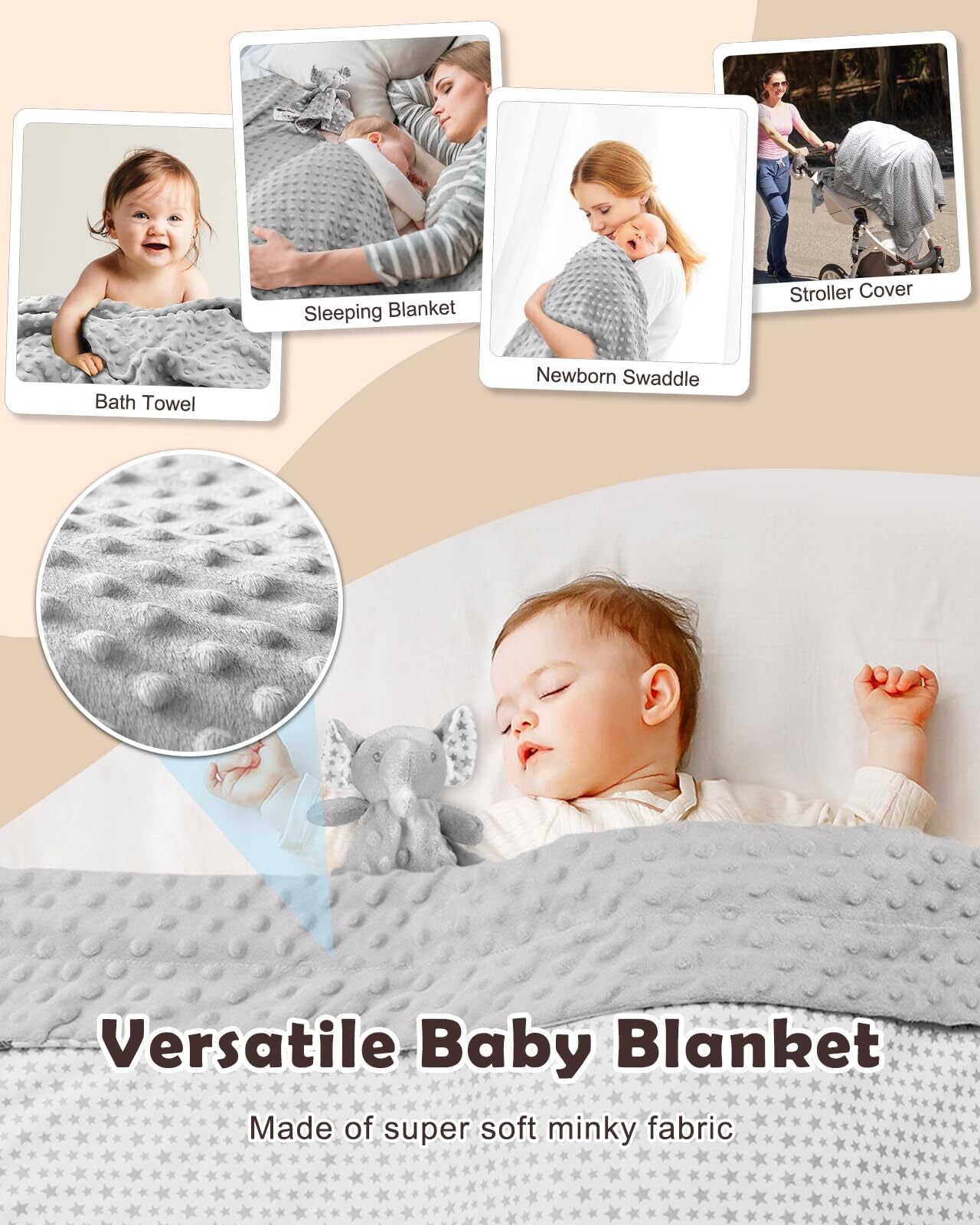 Lictin Baby Gift Set for Boys Girls, 14PCS Baby Shower Gifts, Neutral Newborn Gifts Basket with Baby Blanket, Monthly Milestone Cards, Elephant Security Blanket, Rattle Socks and Wrist