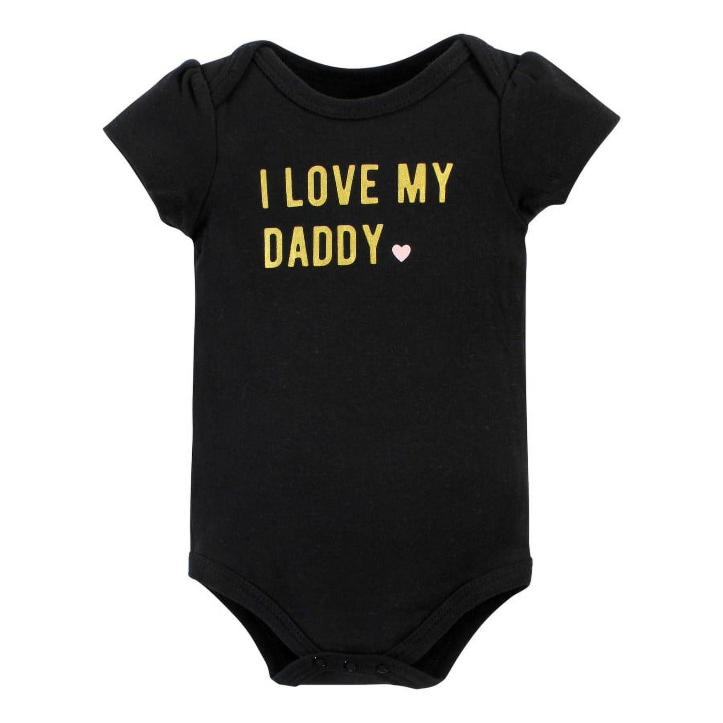 Hudson Baby Infant Girl Cotton Bodysuits, Daddys Little Princess 3-Pack, 9-12 Months