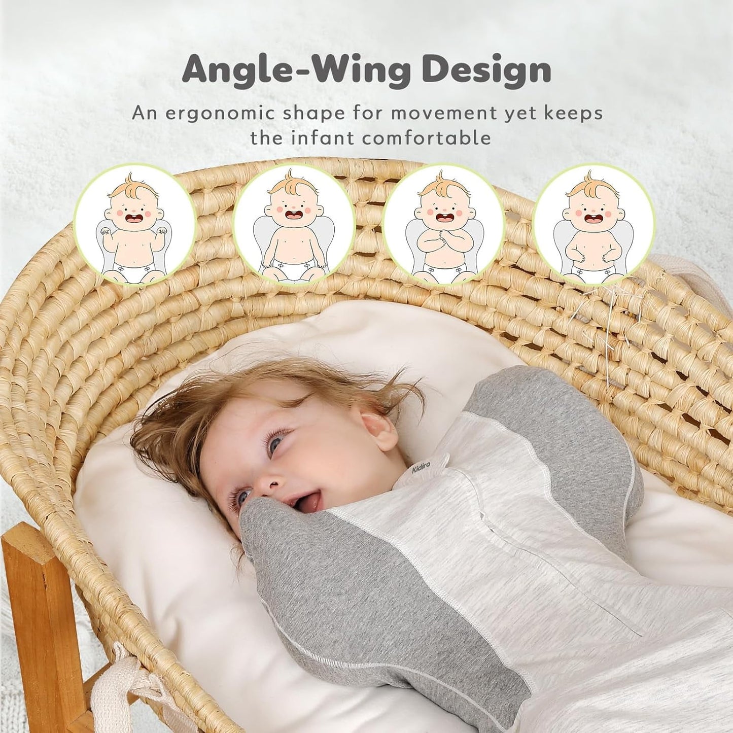 KIDIRA Swaddle for Newborns, Baby Swaddles 0-3 Months 5-13lb, Promotes Healthy Hip Development, 2-Way Zipper & Foot Buttons, 1Pack