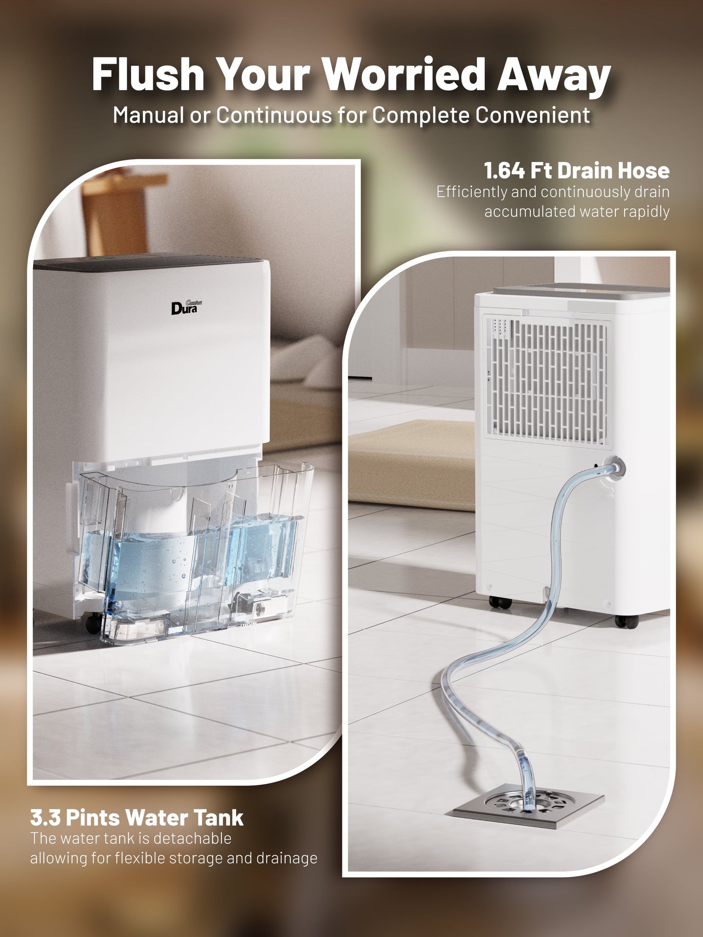 DuraComfort 22 Pint Dehumidifier for Basement and Home with Drain Hose, 22 Pints up to 1000 sq.ft, 24-Hour Timer