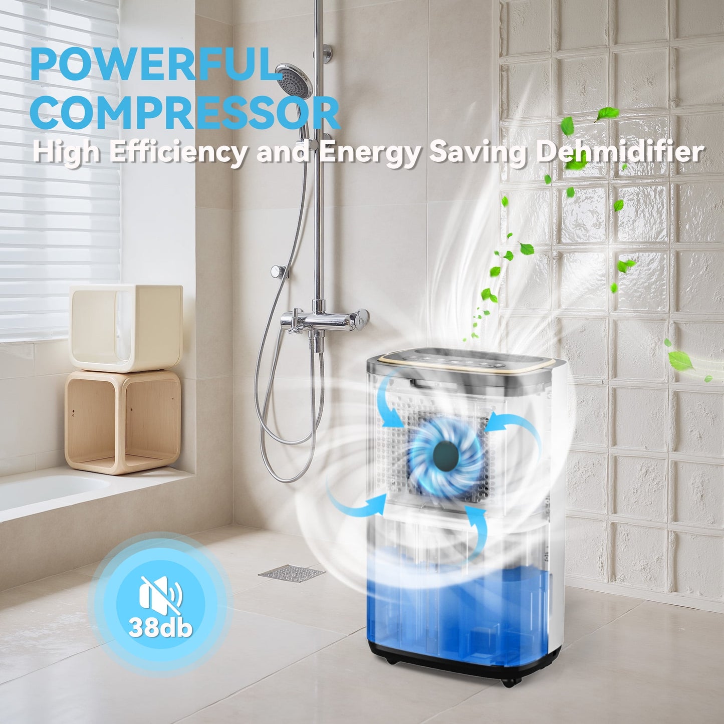 5000 Sq. Ft. Dehumidifier, Dehumidify/Dry/Feed Air Mode, Intelligent Humidity Control with Timer, Drainage Hose for Bedroom, Office, Basement, Laundry Room