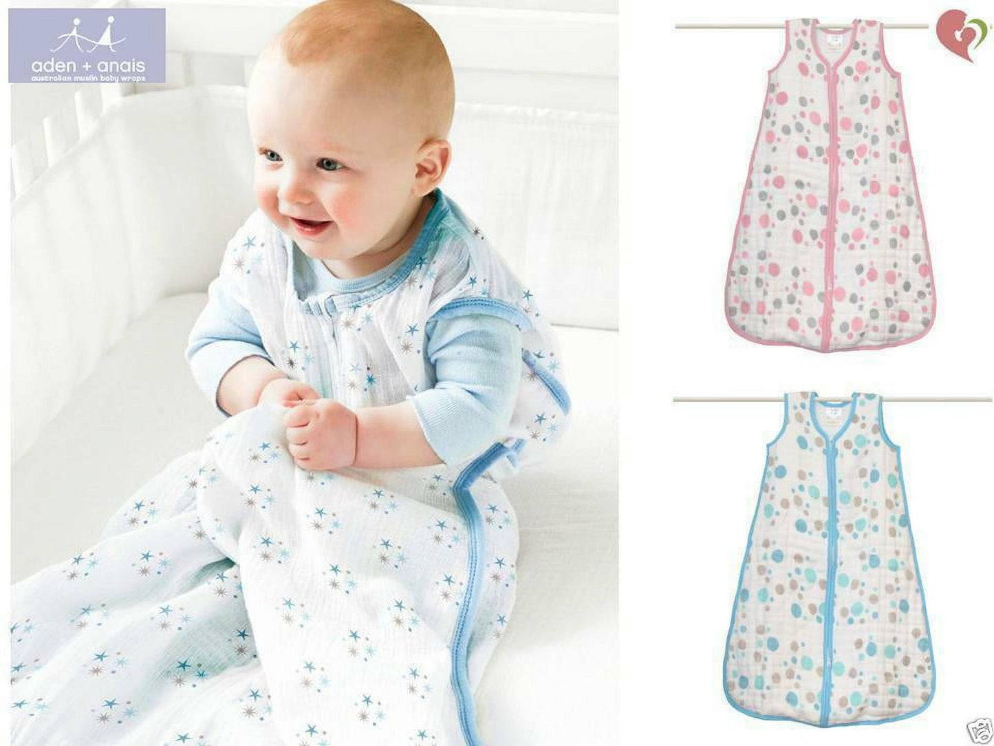 aden + anais Cozy Slumber Muslin Four Layer Sleeping Bag, St Star Bright, Large Multi-Colored