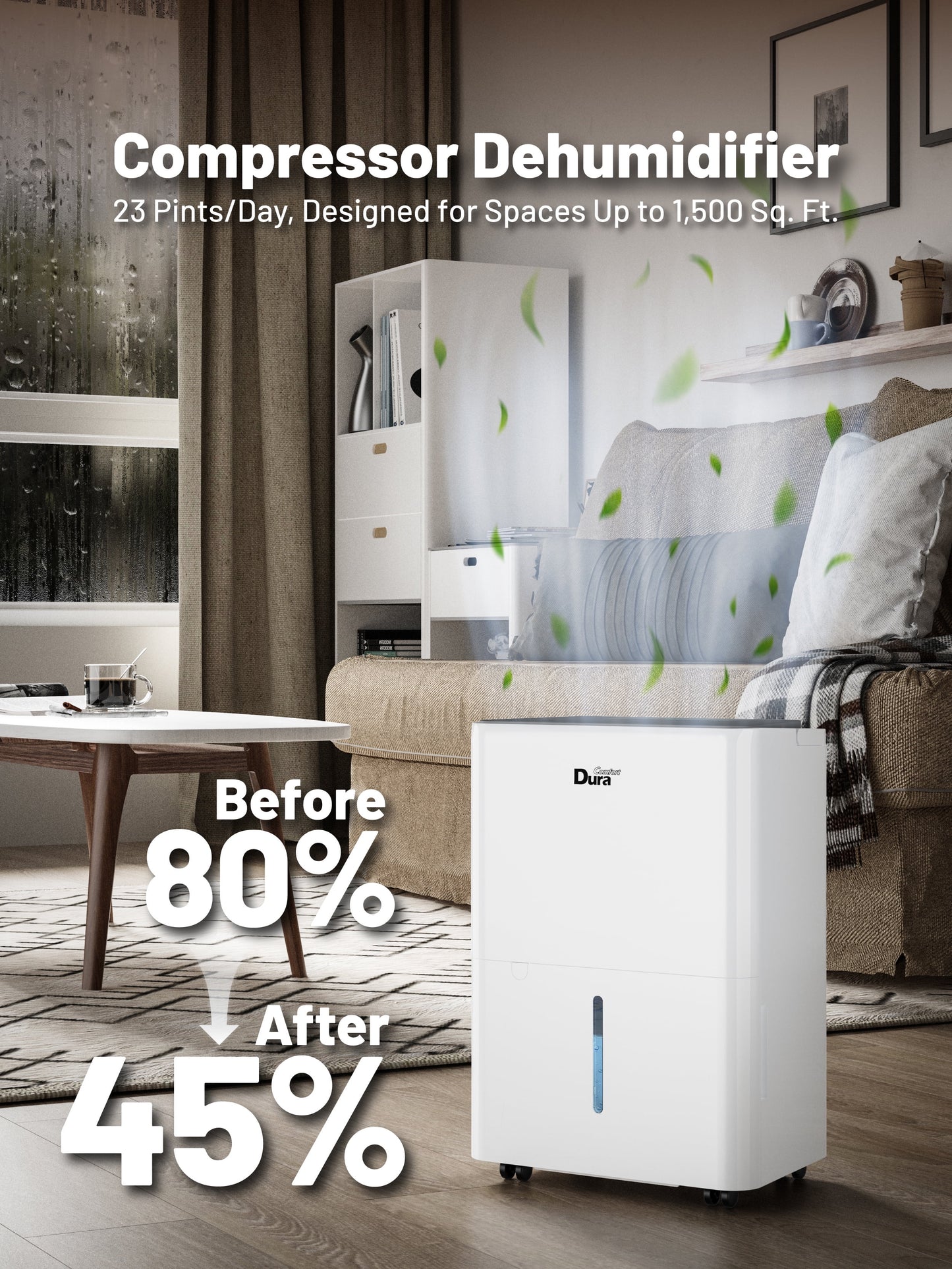 DuraComfort 22 Pint Dehumidifier for Basement and Home with Drain Hose, 22 Pints up to 1000 sq.ft, 24-Hour Timer