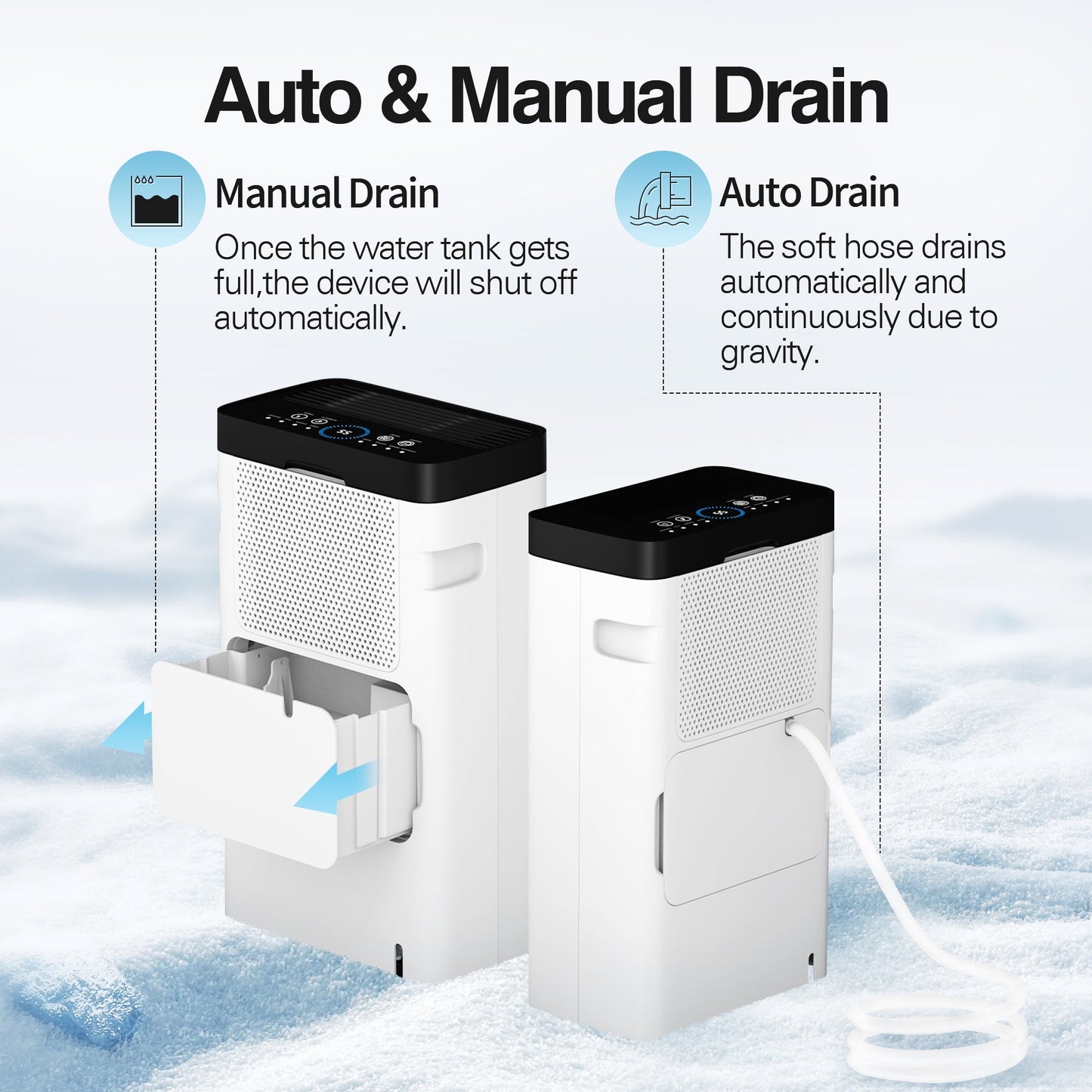 HUMSURE Dehumidifier (DOE Rating 8 pints/day) 30 Pints Max Protable Dehumidifier for Basement and Home with Drain Hose Spaces up to 1500 Sq. ft. 24-Hour Timer