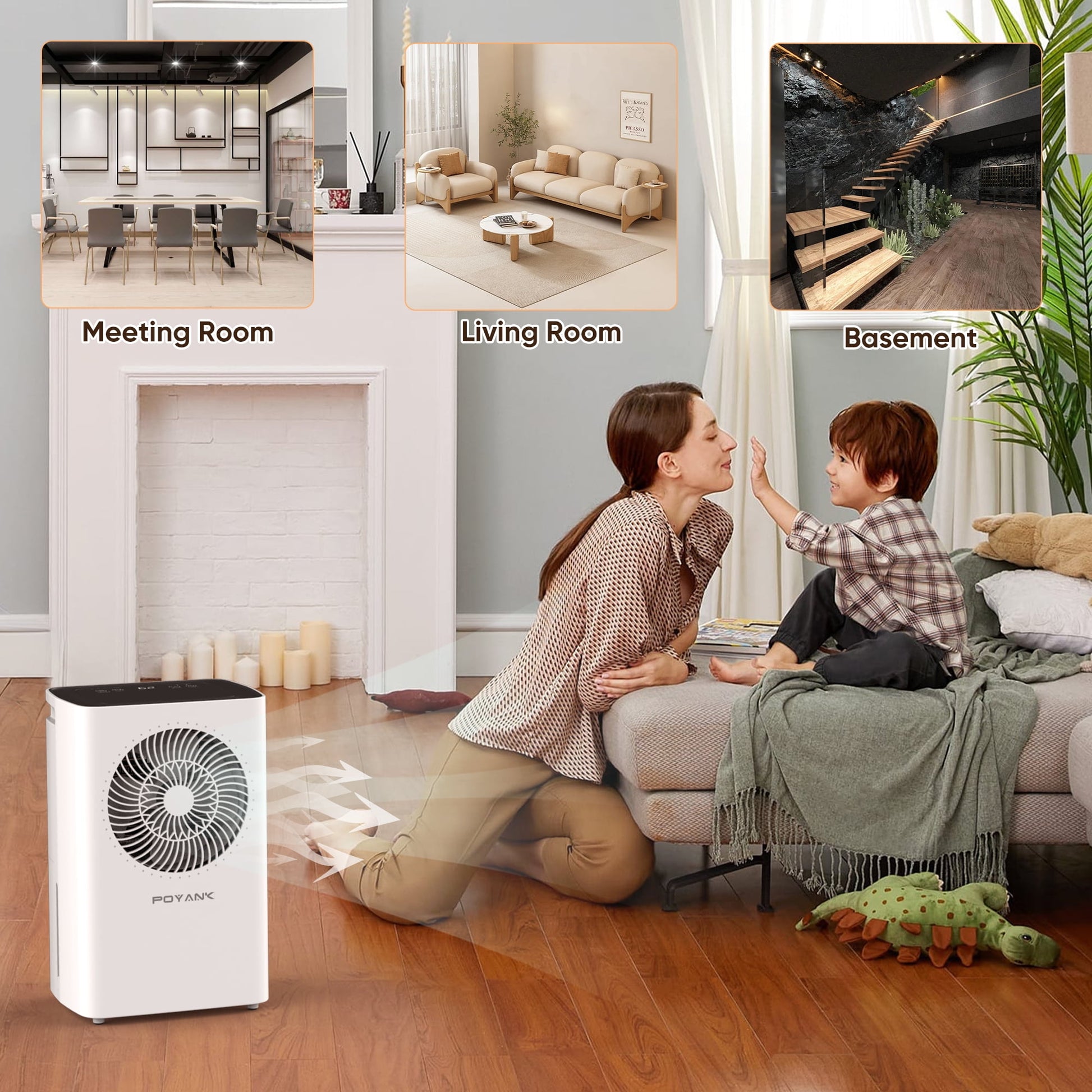 Airfire 8 Pint Dehumidifiers, 1500 Sq.Ft Dehumidifier with Drain Hose, 0.59 Gal Water Tank, Overflow Protection, Dehumidifiers for Home Basement Bedroom Bathroom Laundry Room