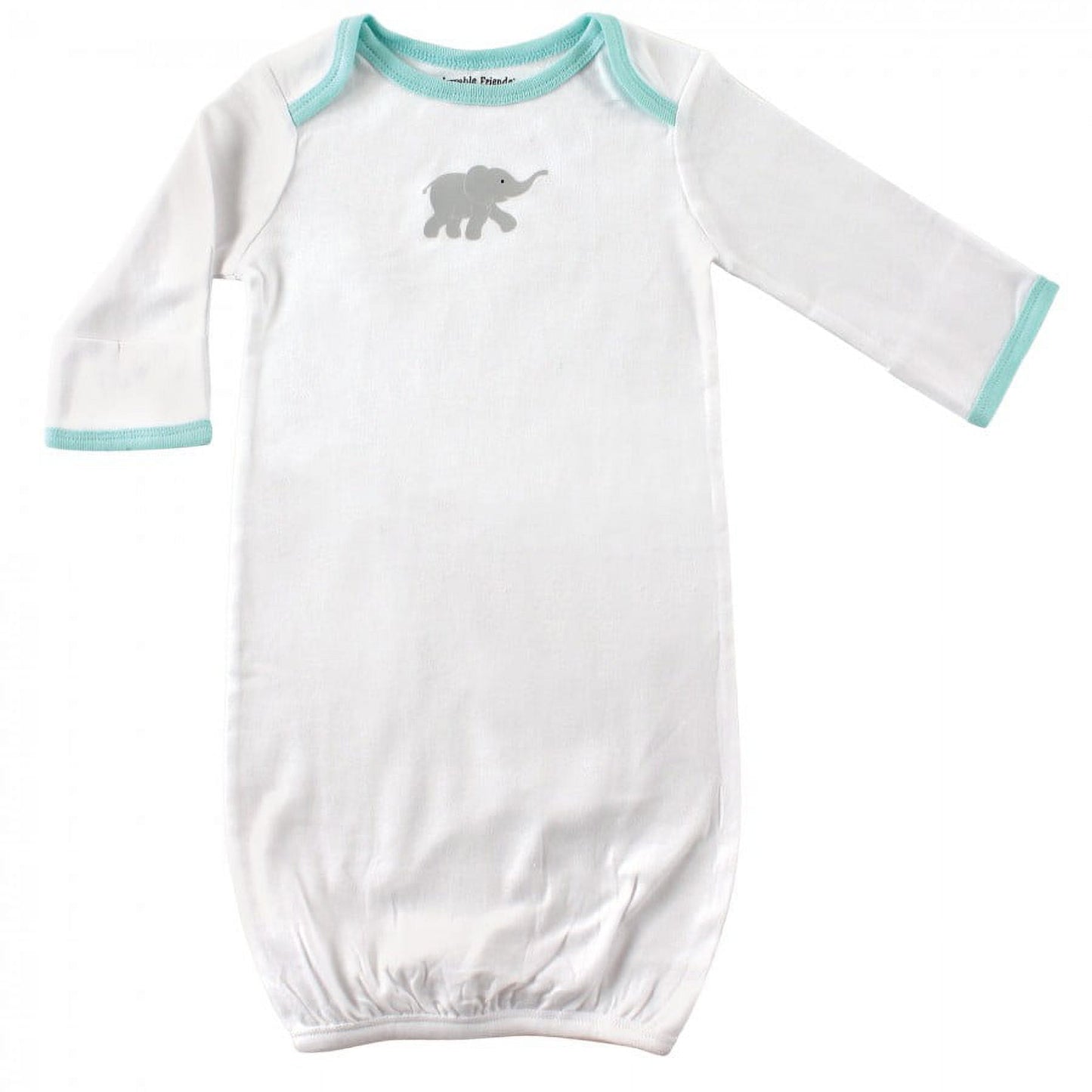 Luvable Friends Unisex Baby Cotton Gowns, Elephant, Preemie/Newborn