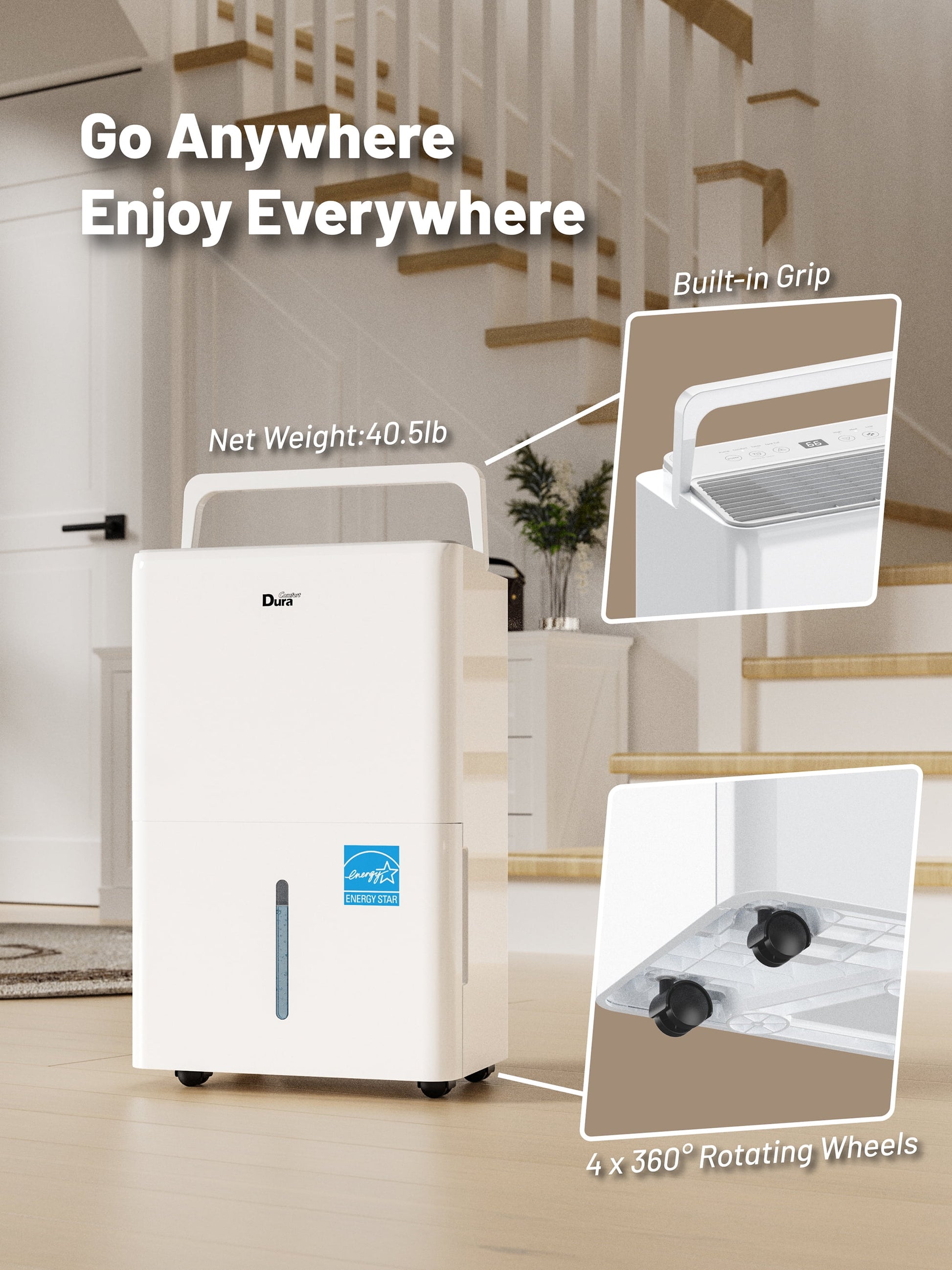 DuraComfort 115 Pints Dehumidifie for Basement with Pump, 4500 Sq.Ft Energy Star for Large Rooms, Powerful Humidity Control, Easy Drainage