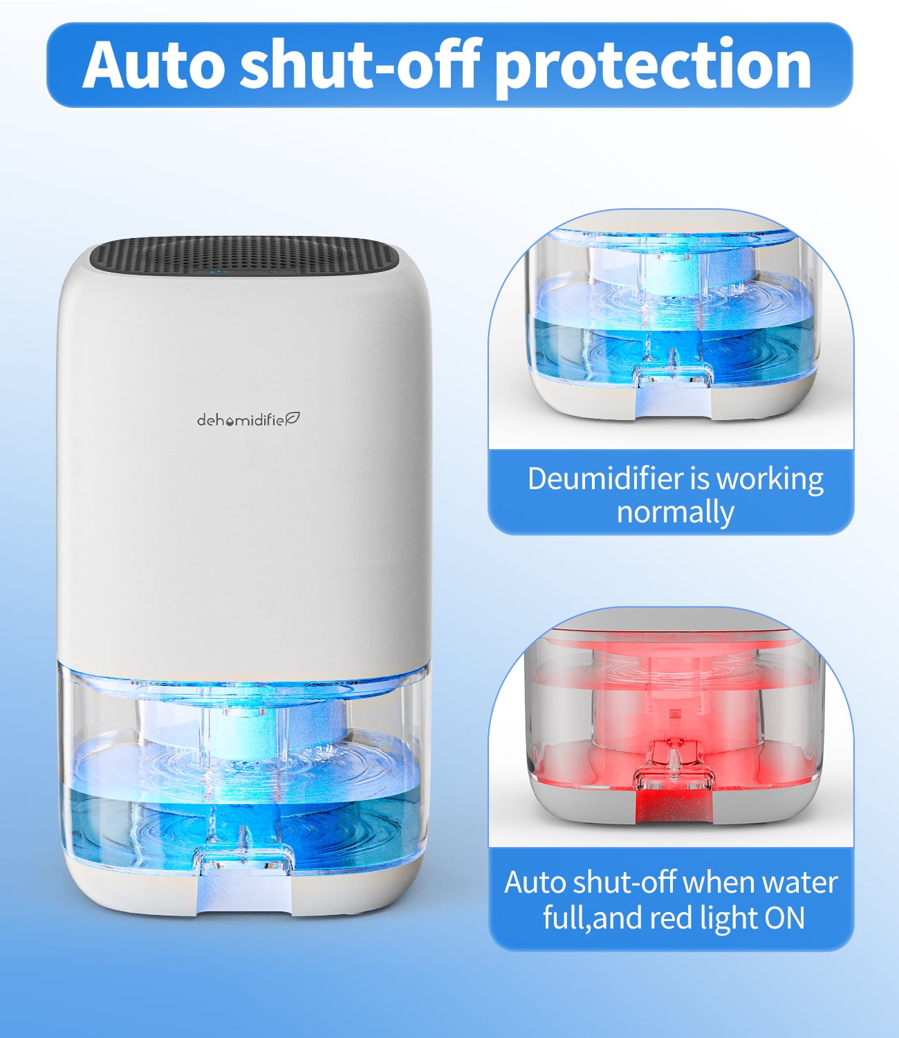 ALROCKET Dehumidifier Portable and Ultra Quiet with Automatic Defrosting for Home 1000ML(2200 Cubic Feet)