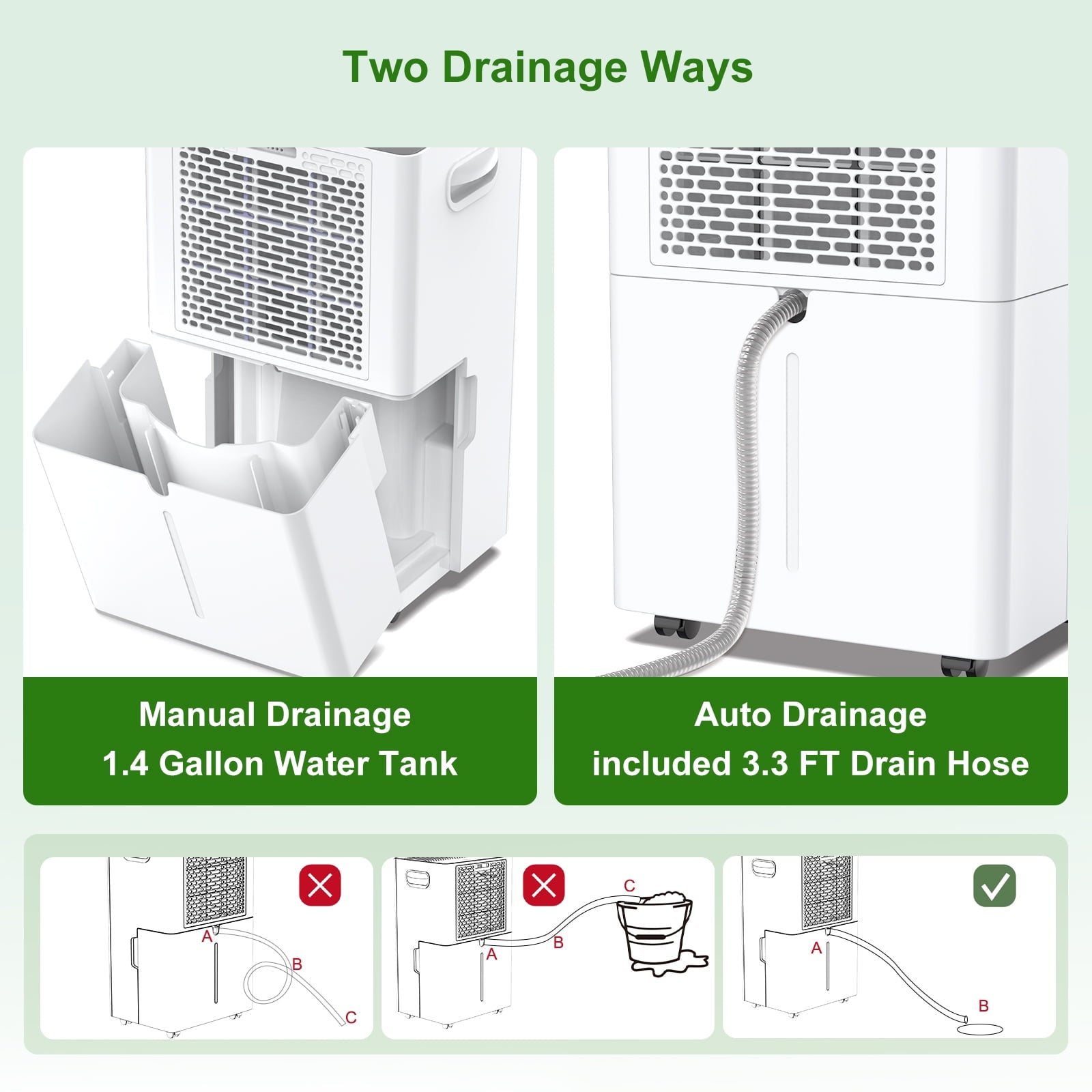 Airfire 3500 Sq. ft 15 Pint (DOE) Dehumidifier for Basement, Dehumidifiers with Drain Hose for Home Bedroom Bathroom Large Room, Auto Defrost& Drain, 24H Timer, 1.59 gal Water Tank, Dry Clothes