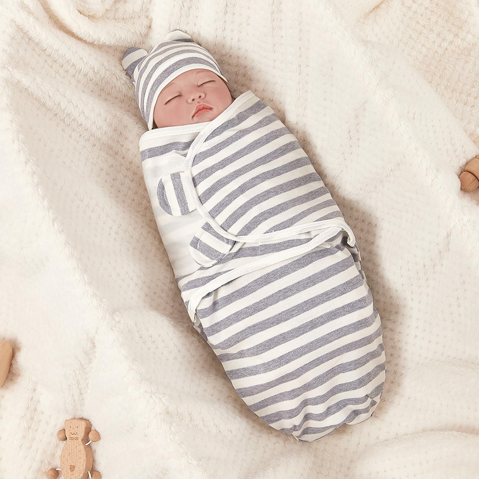 3-Pack Organic Baby Swaddle Sleep Sacks - Newborn Swaddle Sack - Ergonomic Baby Swaddles 0-3 Months (Grey)