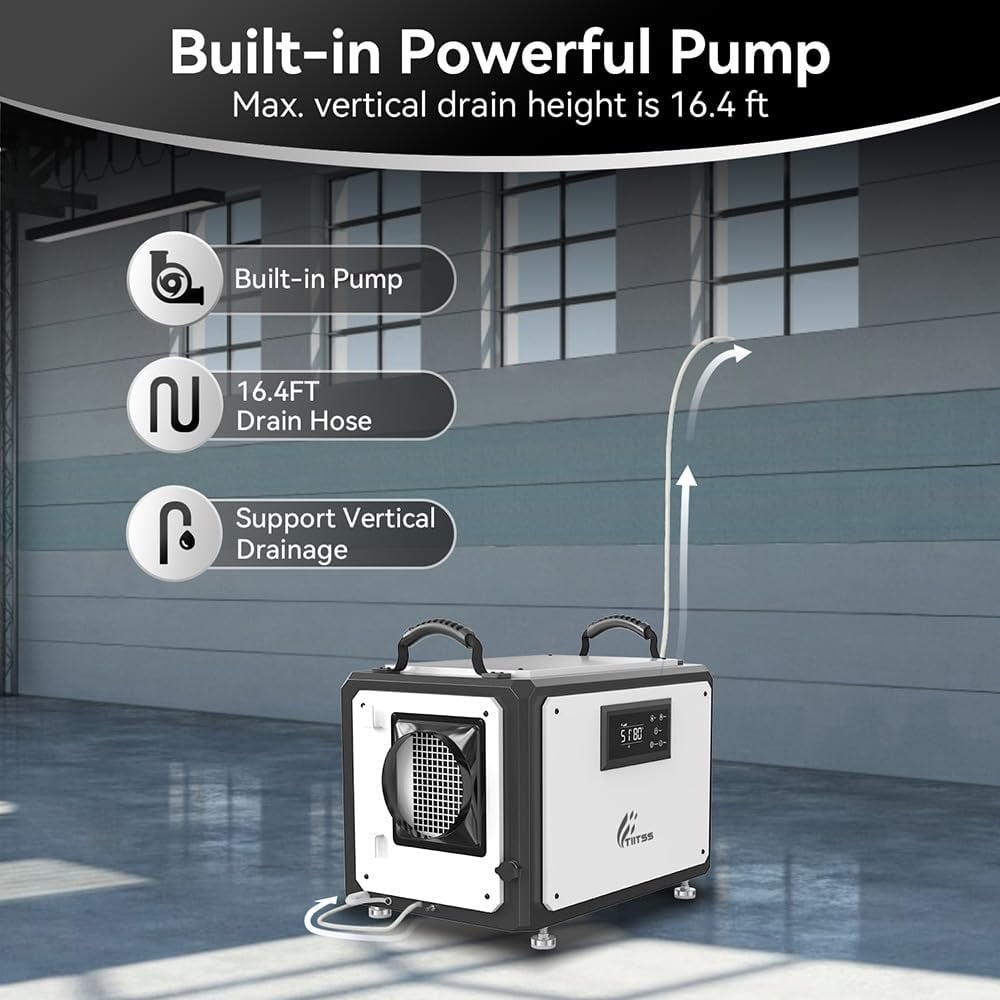 120 Pints  Commercial Dehumidifier with Drain Hose and Pump, Crawl Space Dehumidifier for Industrial, up to 5500 sq.ft