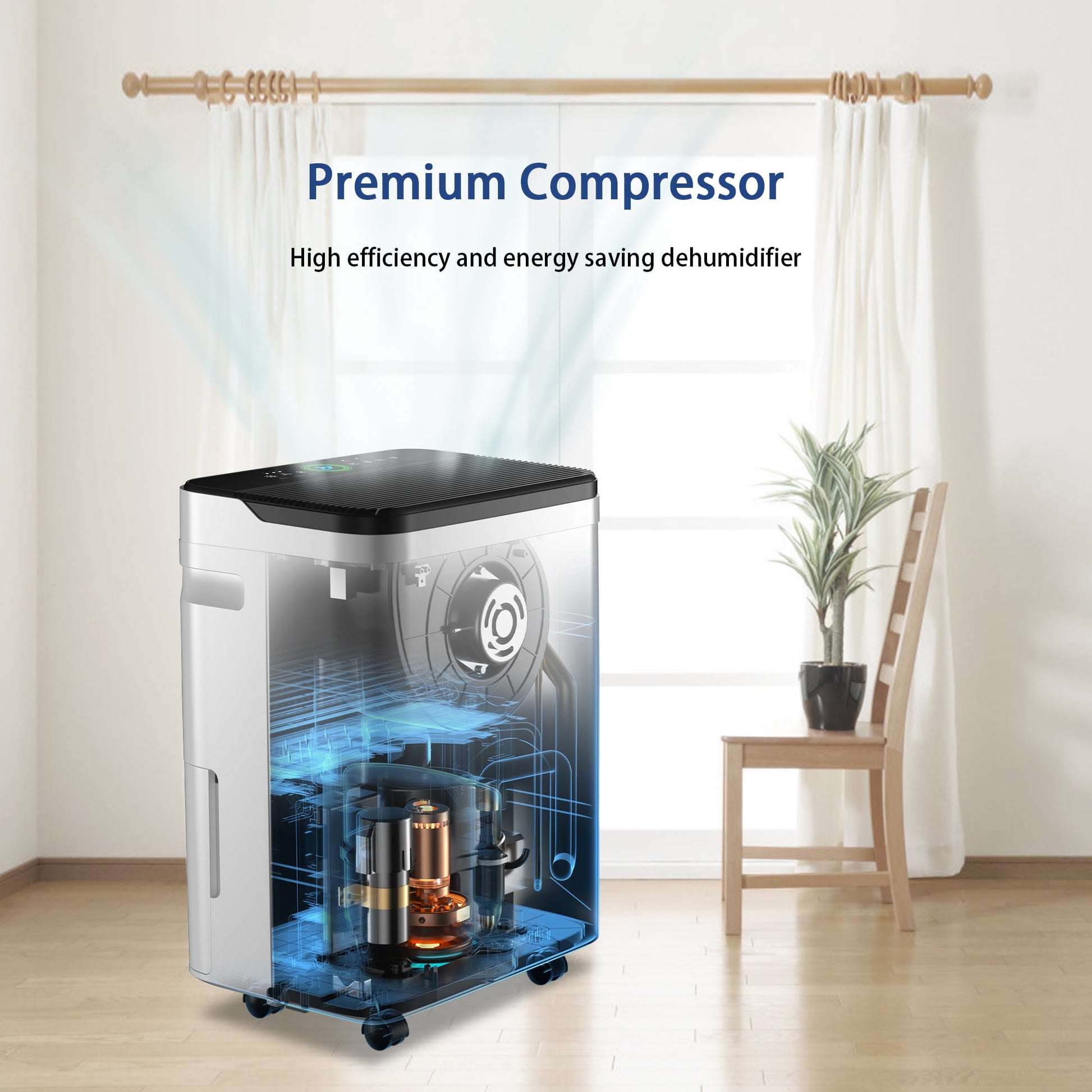 HUMSURE Dehumidifier (DOE Rating 19 pints/day) Pint 70 Pints Max for 4500 Sq. ft. for Basements Large Room Home Bathroom Dehumidifier with Drain Hose Intelligent Humidity Control