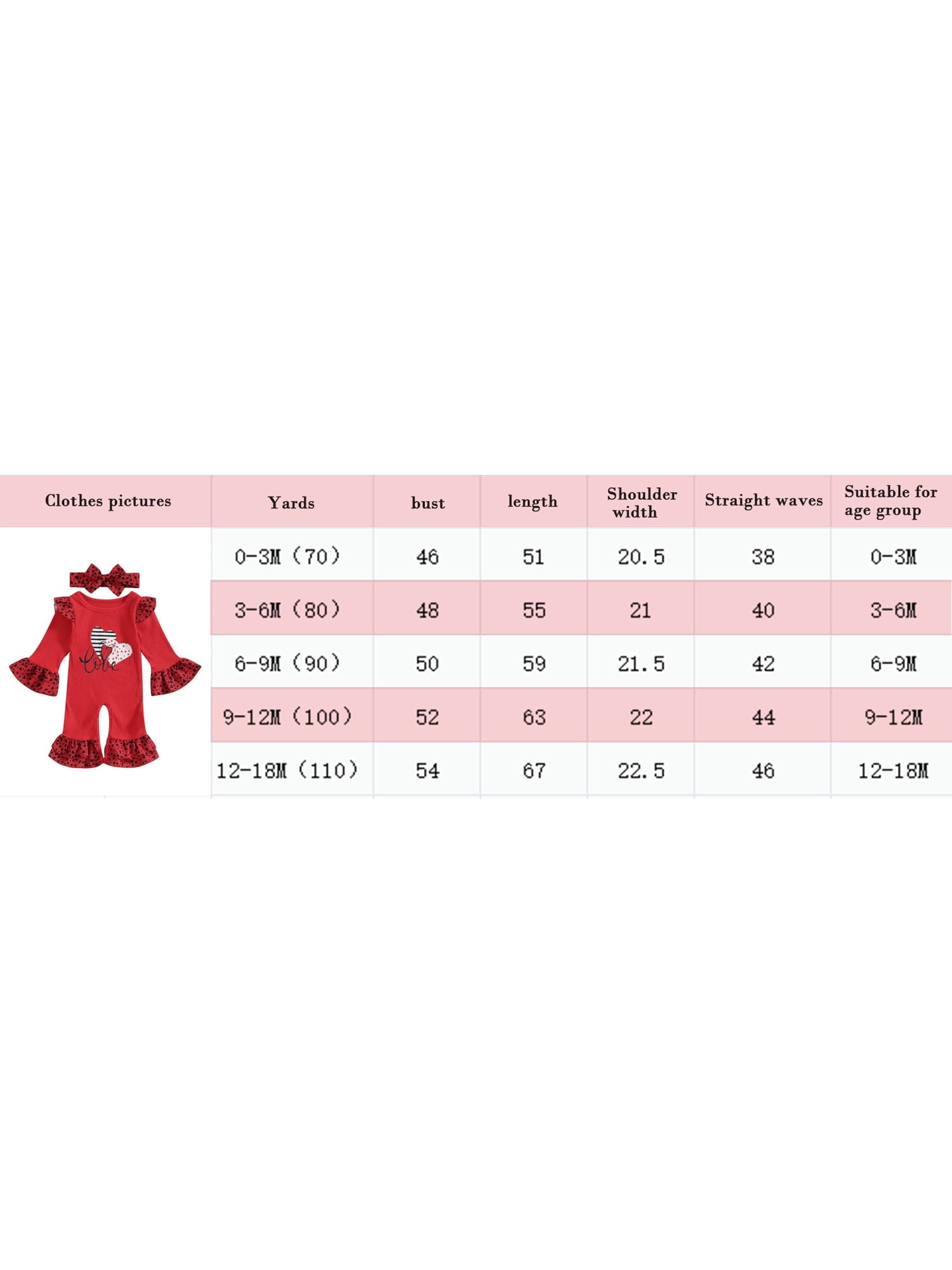 Suealasg Baby Girls Valentine’s Day Jumpsuit 3M 6M 9M 12M 18M Toddler Girls Spring One Piece Bodysuits Infant Girls Long Sleeve Round Neck Heart Print Romper Headband
