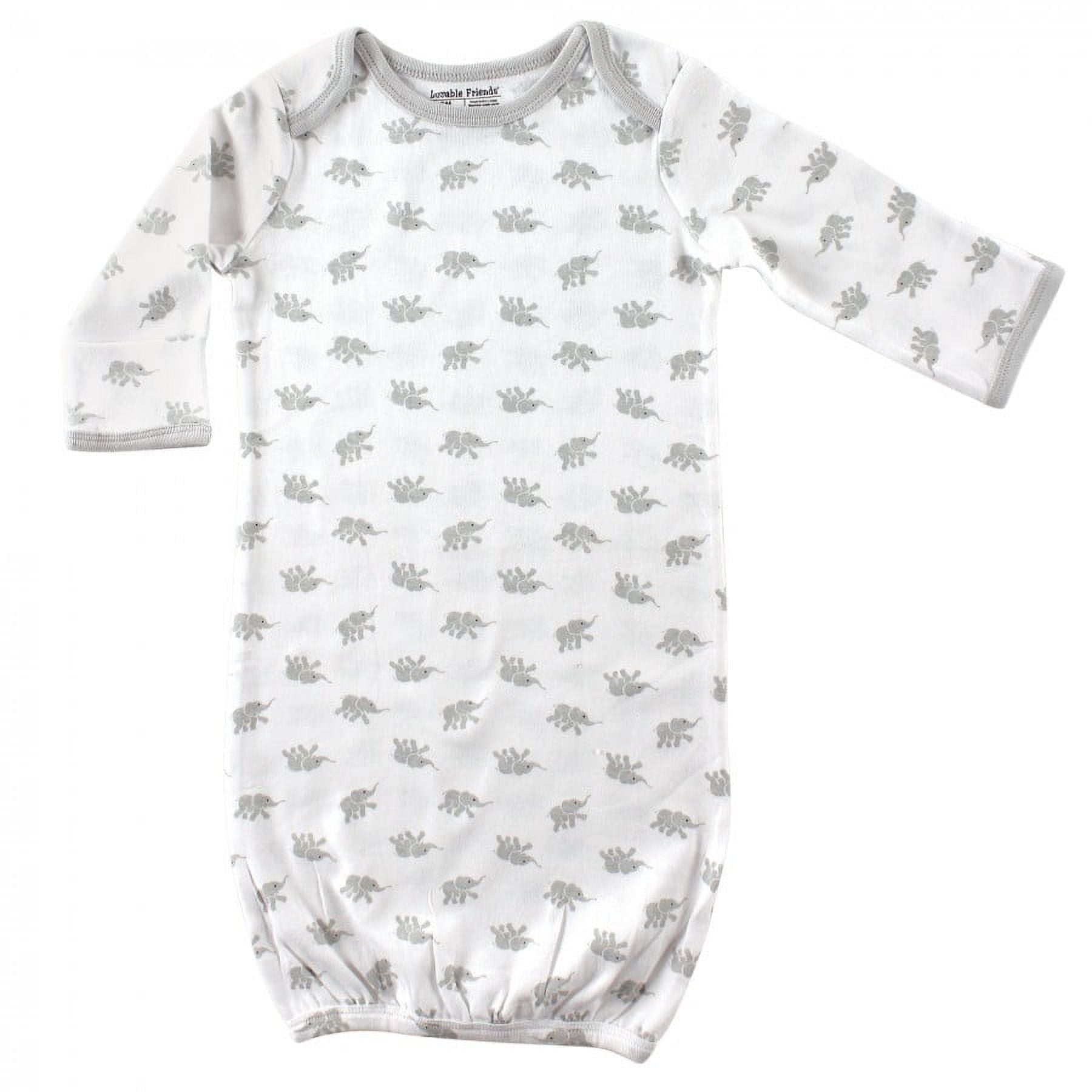 Luvable Friends Unisex Baby Cotton Gowns, Elephant, Preemie/Newborn