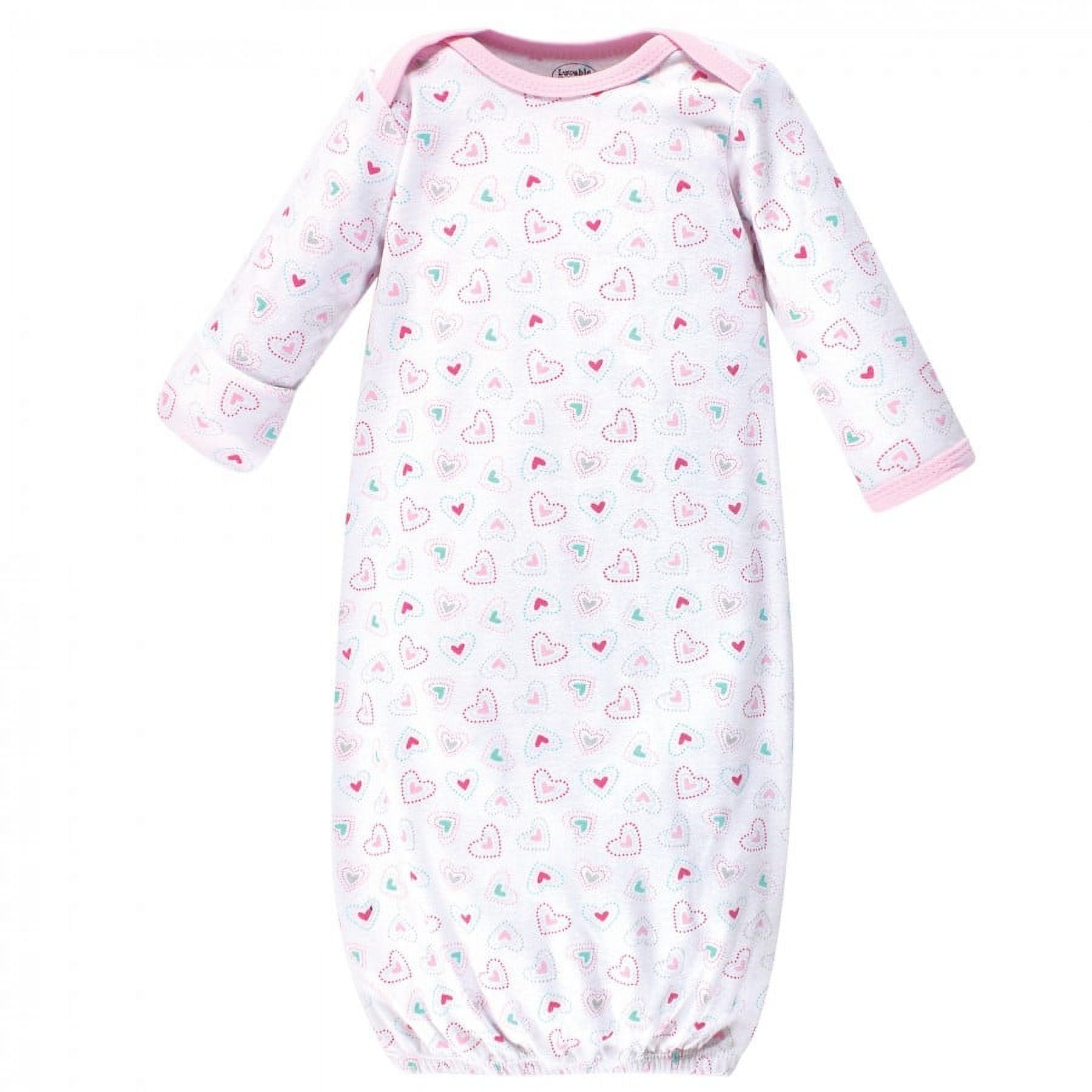 Luvable Friends Girl Cotton Gowns, Girl Elephant Hearts, Preemie/Newborn