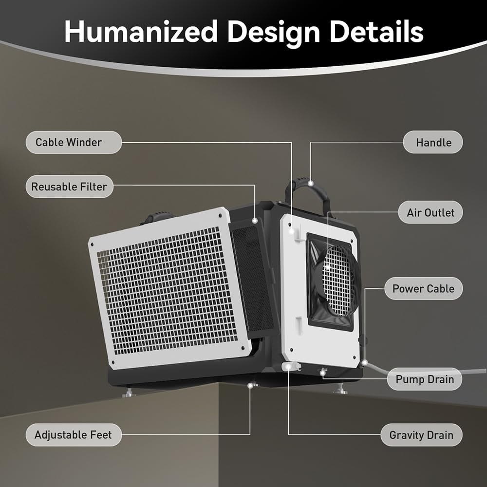 120 Pints  Commercial Dehumidifier with Drain Hose and Pump, Crawl Space Dehumidifier for Industrial, up to 5500 sq.ft