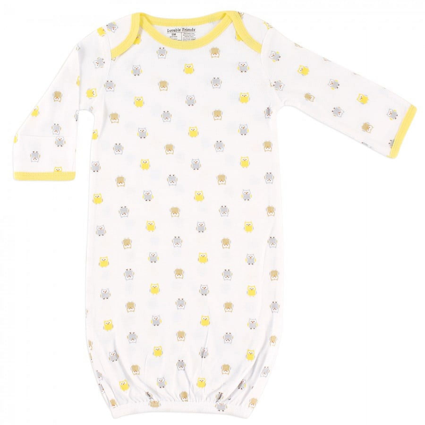 Luvable Friends Cotton Gowns, Owl, Preemie/Newborn