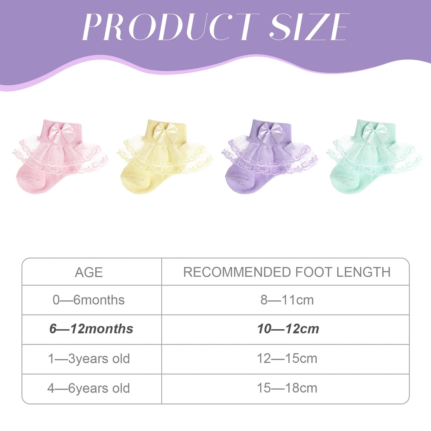 Qweryboo Toddler Ruffle Socks for Girls, Baby Frilly Lace Socks, Cute Princess Frilly Socks Lace Cotton Socks Infant Dress Socks for Newborn Infants Toddlers / 9 Pairs - 6-12 Months