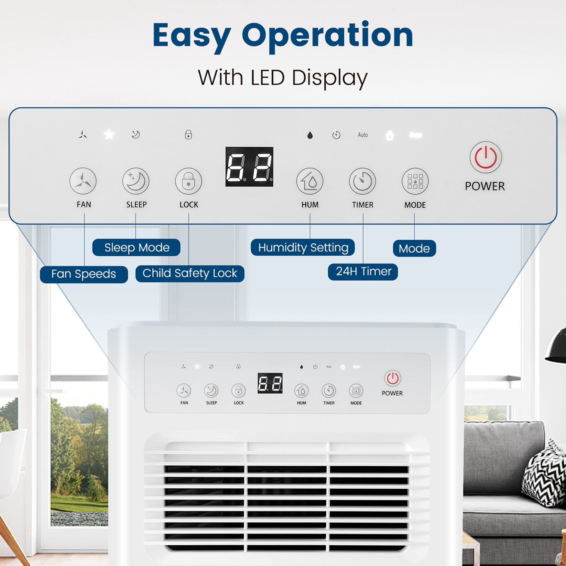 Costway 32 pt 2500 sq ft Dehumidifier in Yellow - Portable