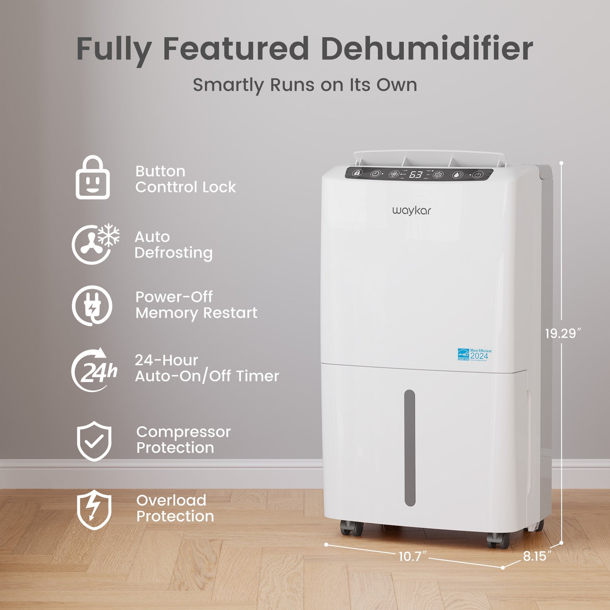 Sitvon 10 Pint Energy Star Dehumidifier for Room, Basement, 2,000 Sq. Ft, Quiet, Humidity Control, Timer, Drain Hose