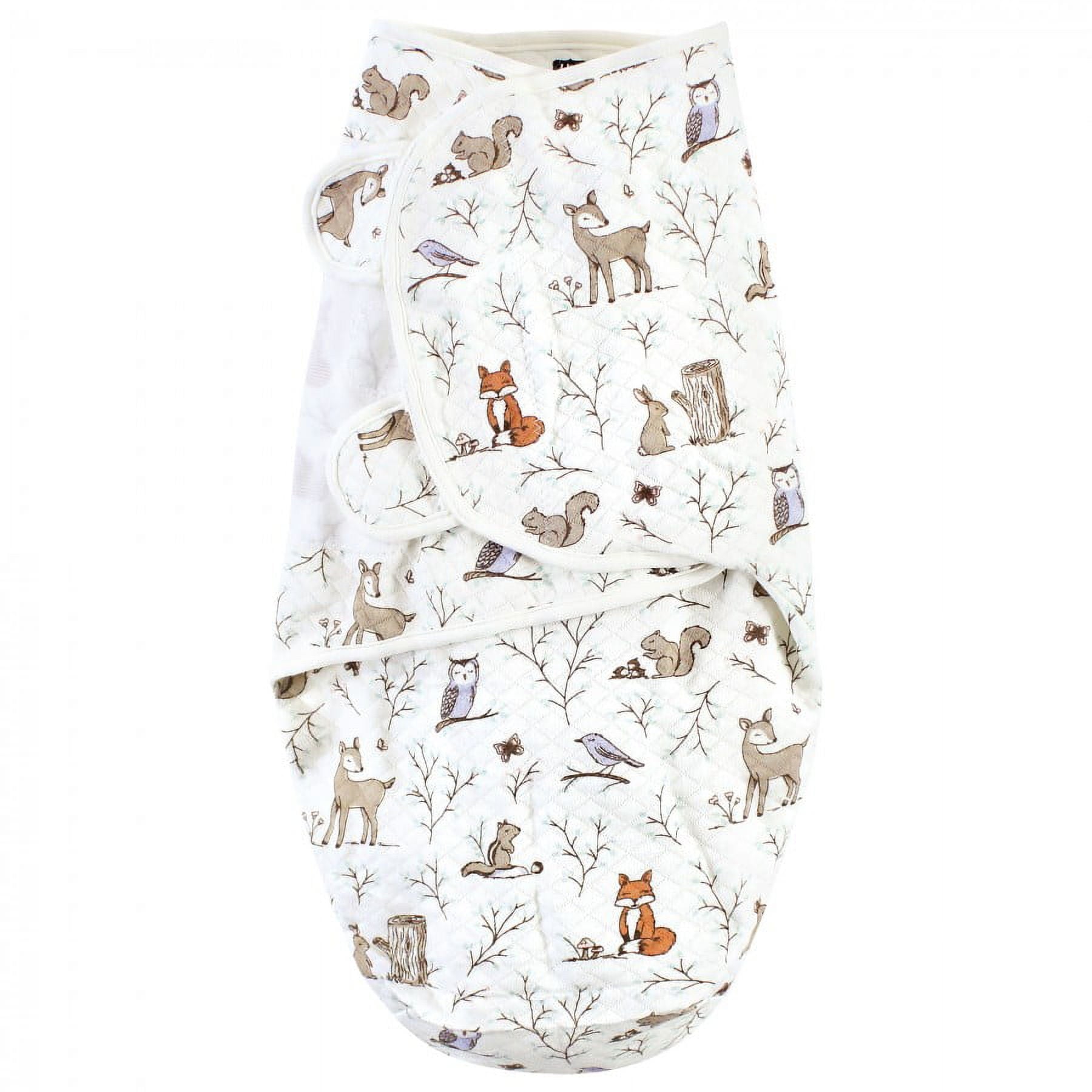 Hudson Baby Infant Girl Quilted Cotton Swaddle Wrap 3pk, Enchanted Forest, 0-3 Months