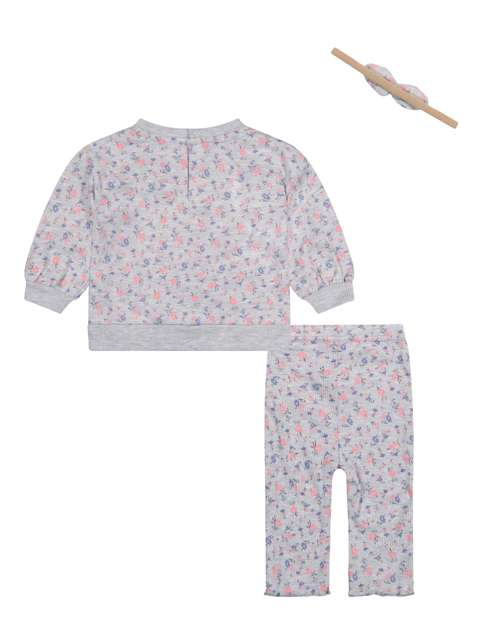 Kensie Baby Girl 3 Piece Fleece Rib Pant Set, Sizes 0-9 Months
