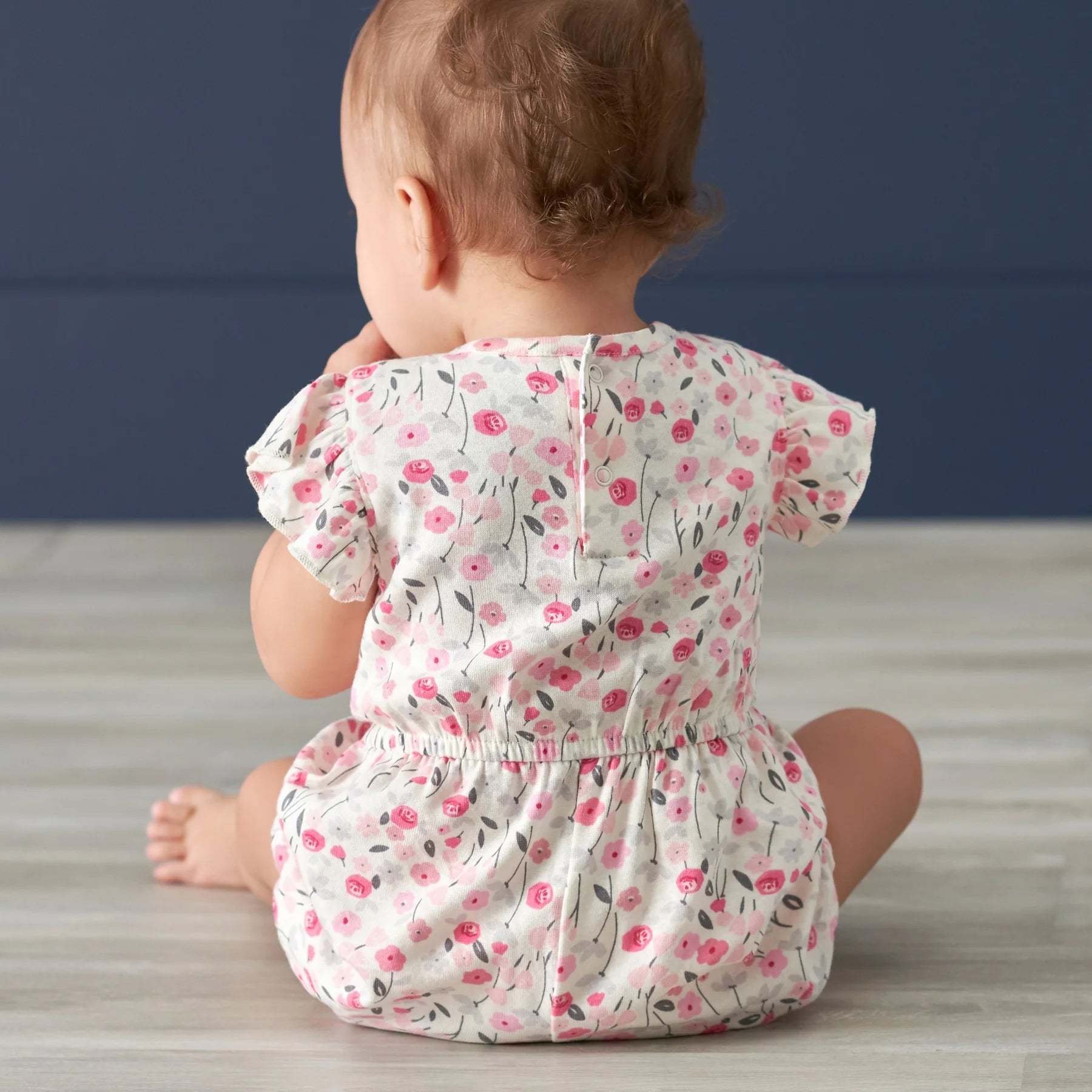 Gerber Onsies Newborn Baby Girls Floral Romper, Pink Flowers
